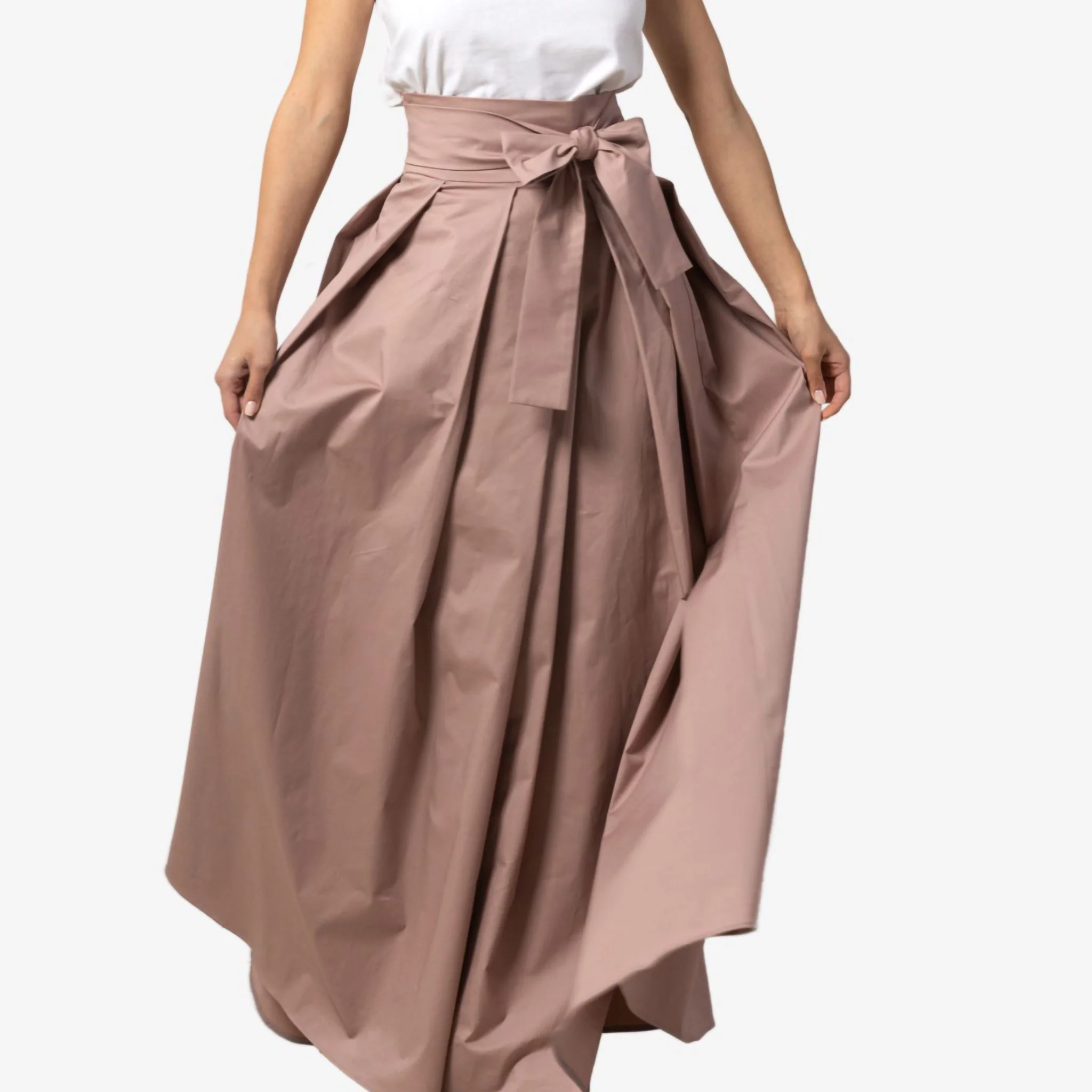 Peony Dusty Rose High Waist Cotton Skirt - Image 2