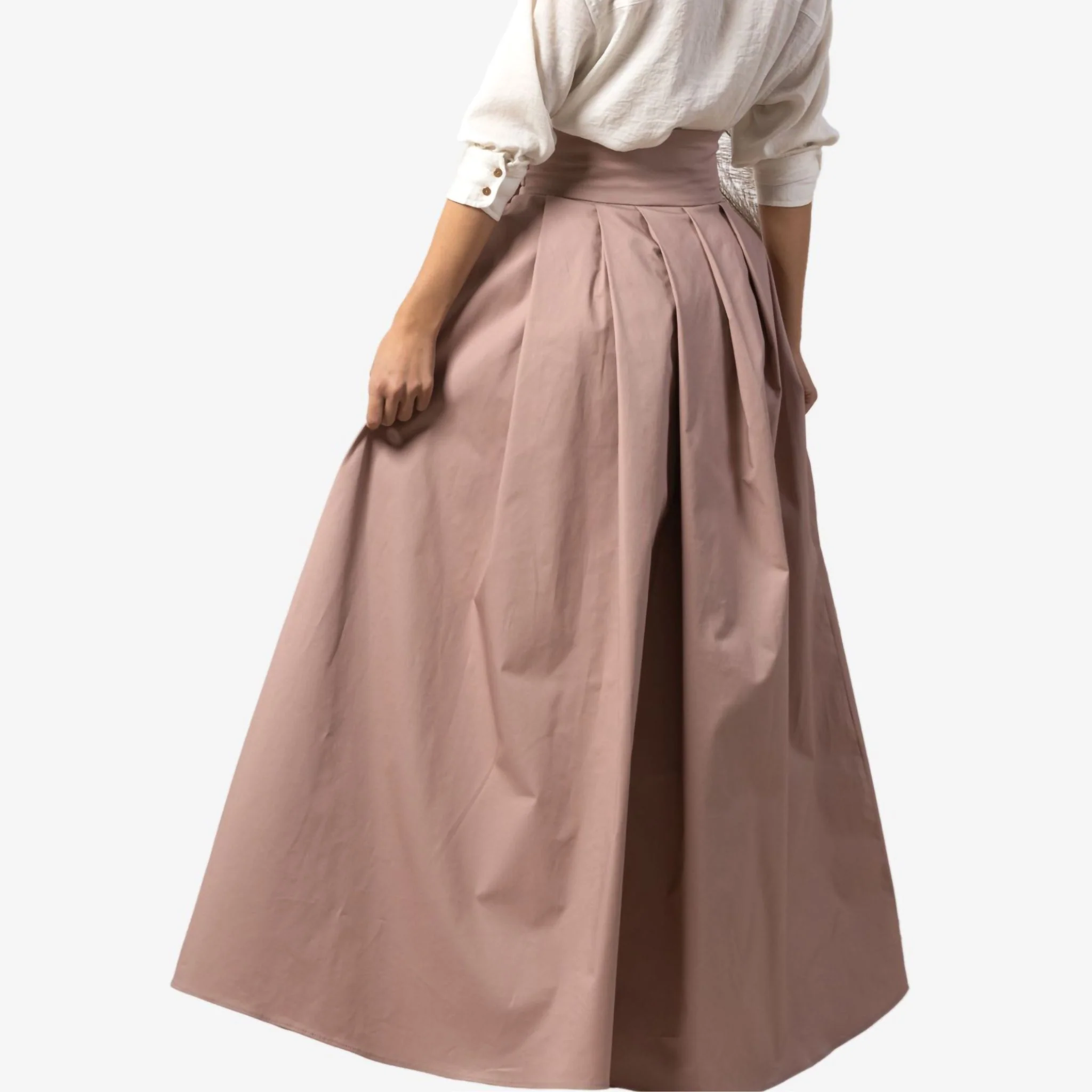 Peony Dusty Rose High Waist Cotton Skirt - Image 4