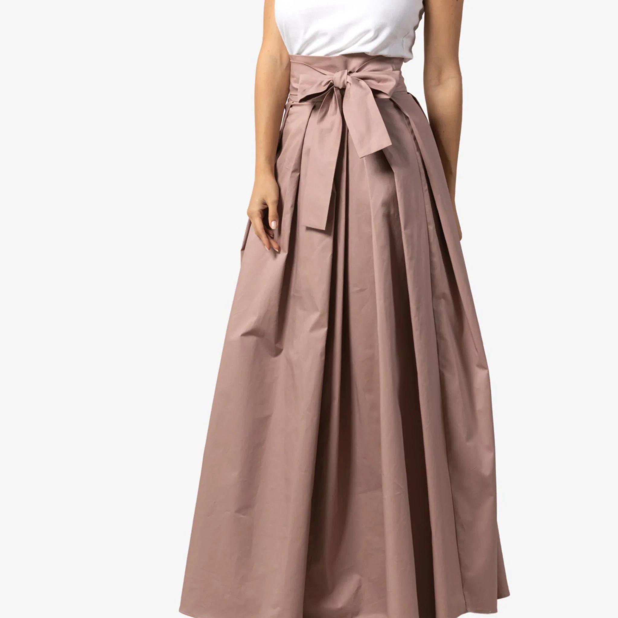 Peony Dusty Rose High Waist Cotton Skirt - Image 6