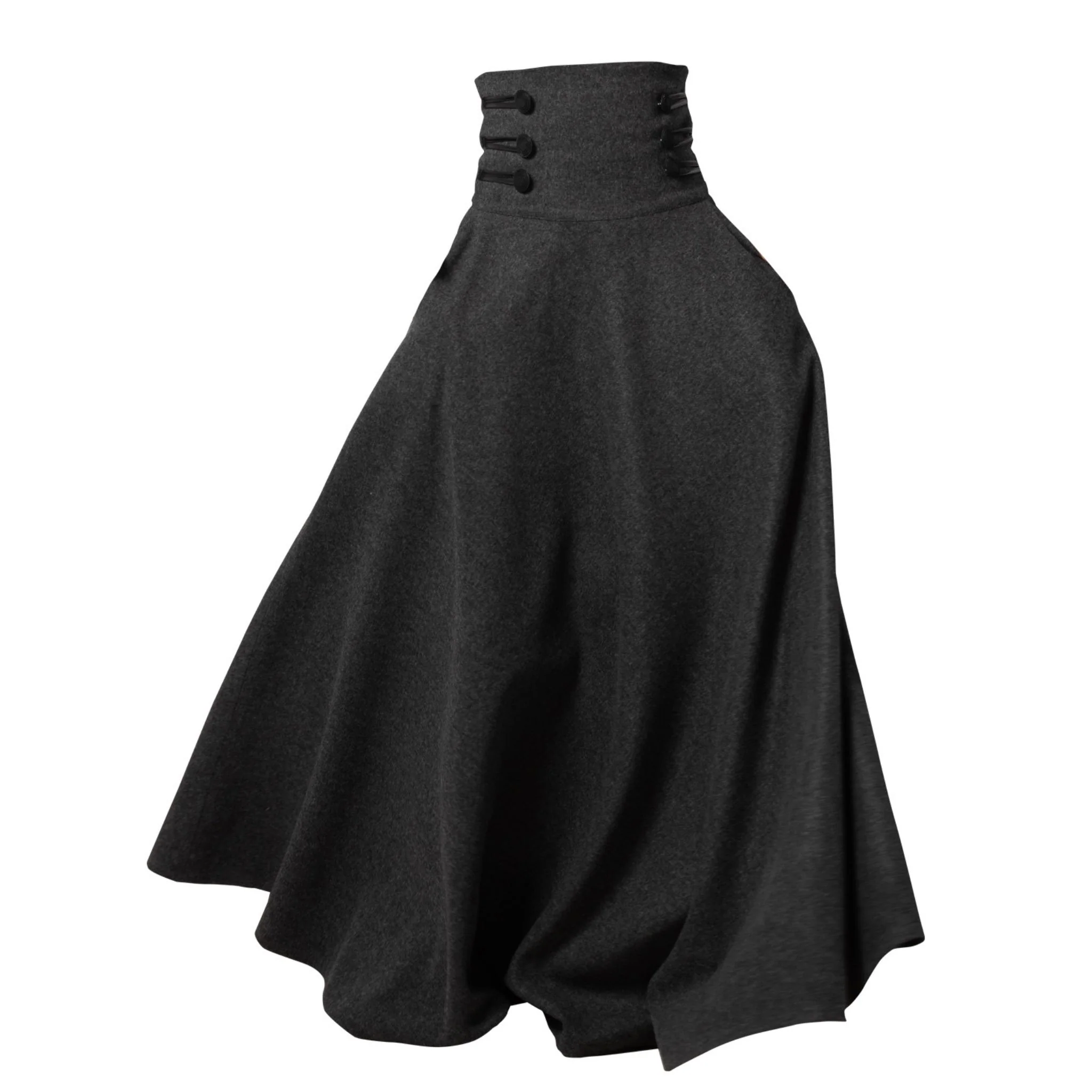 "Rose" Dark Gray Wool Maxi Skirt - Image 7