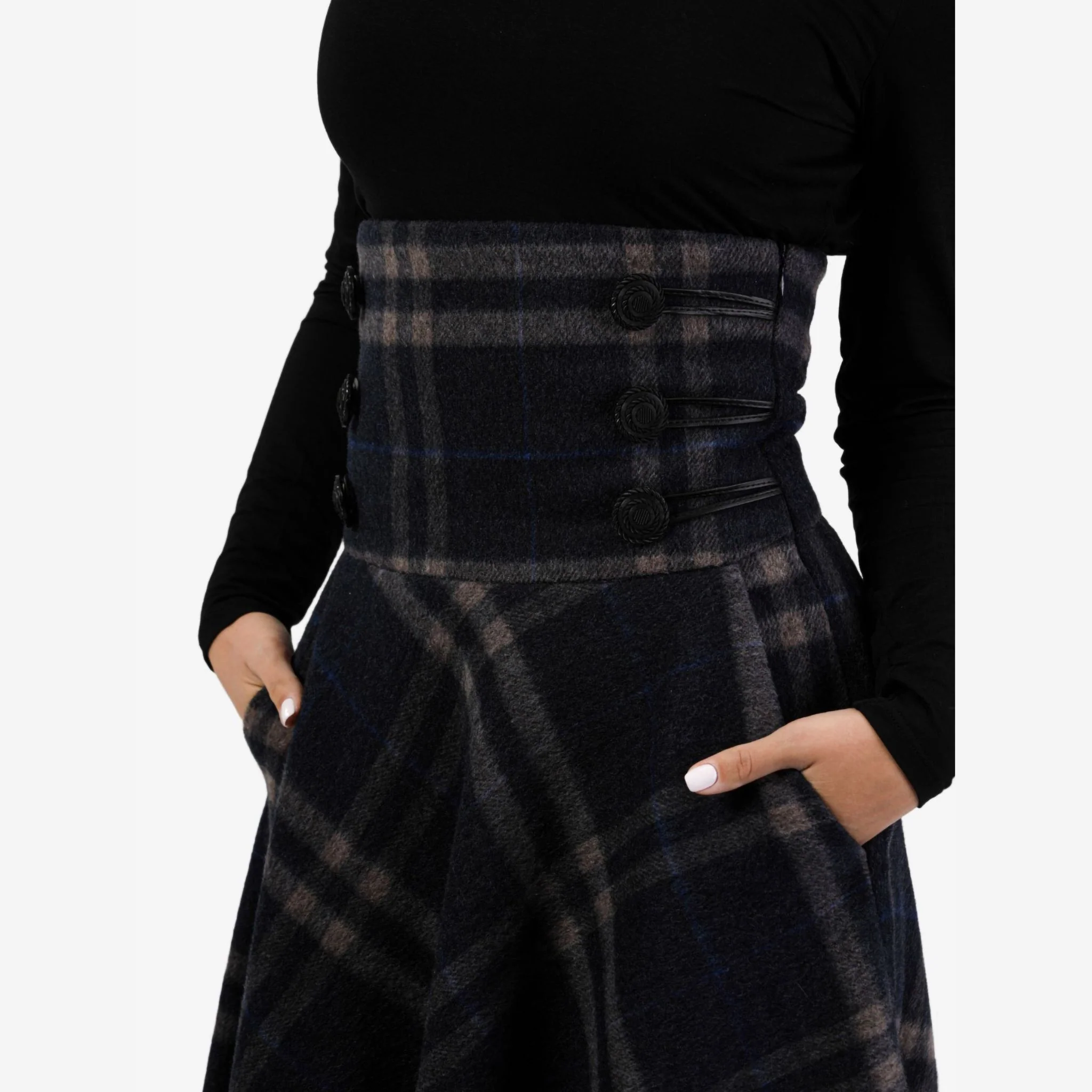"Rose" Plaid Wool Maxi Skirt - Image 6