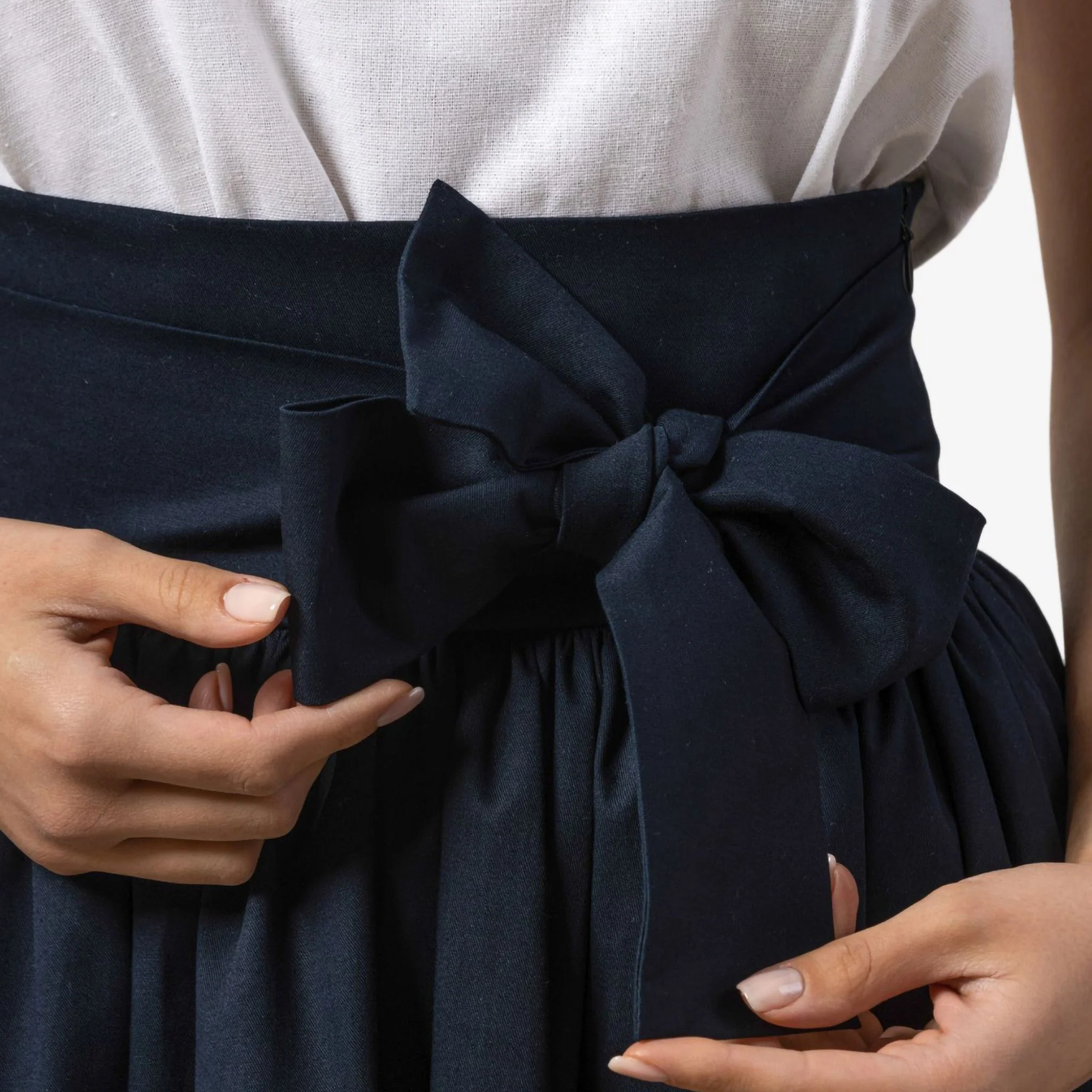 Wisteria Dark Blue Cotton Maxi Skirt - Image 6