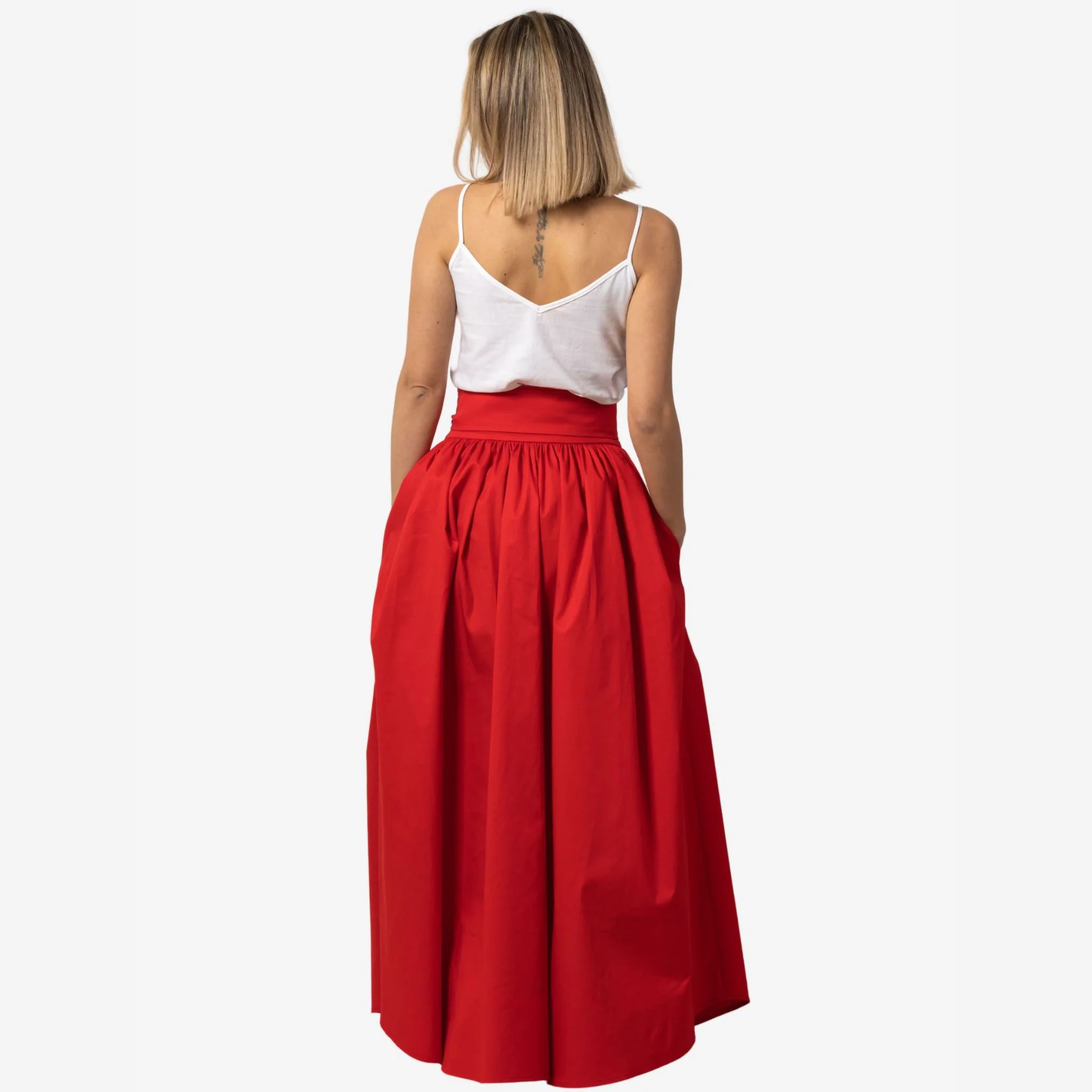 Wisteria Red Cotton Maxi Skirt - Image 5