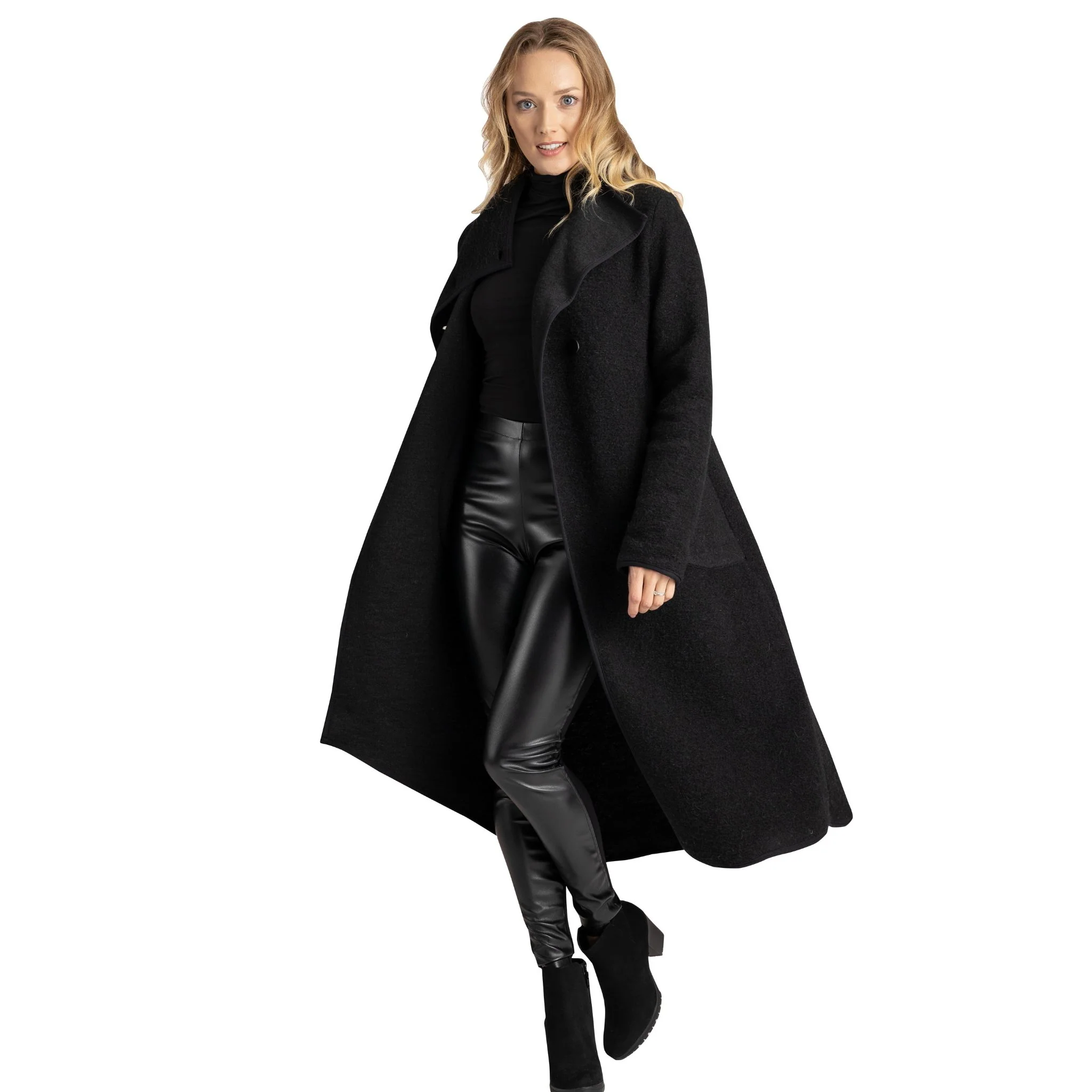 Zinnia Black Boiled Wool Cardigan - Image 2