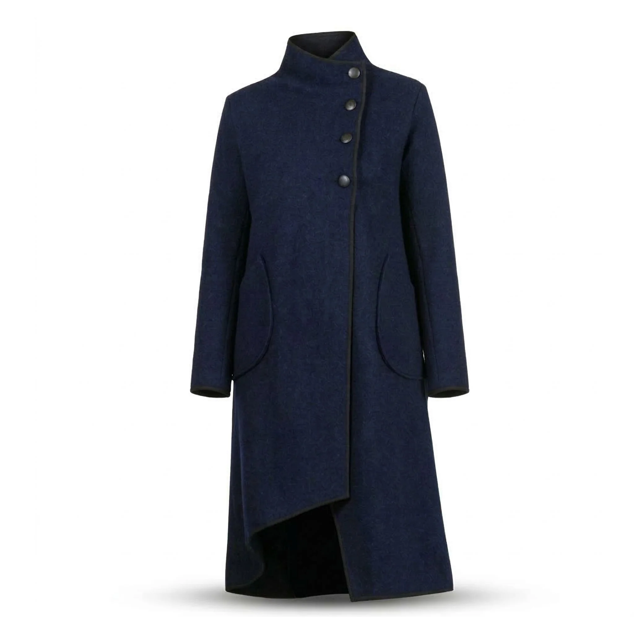 Zinnia Dark Blue Boiled Wool Cardigan