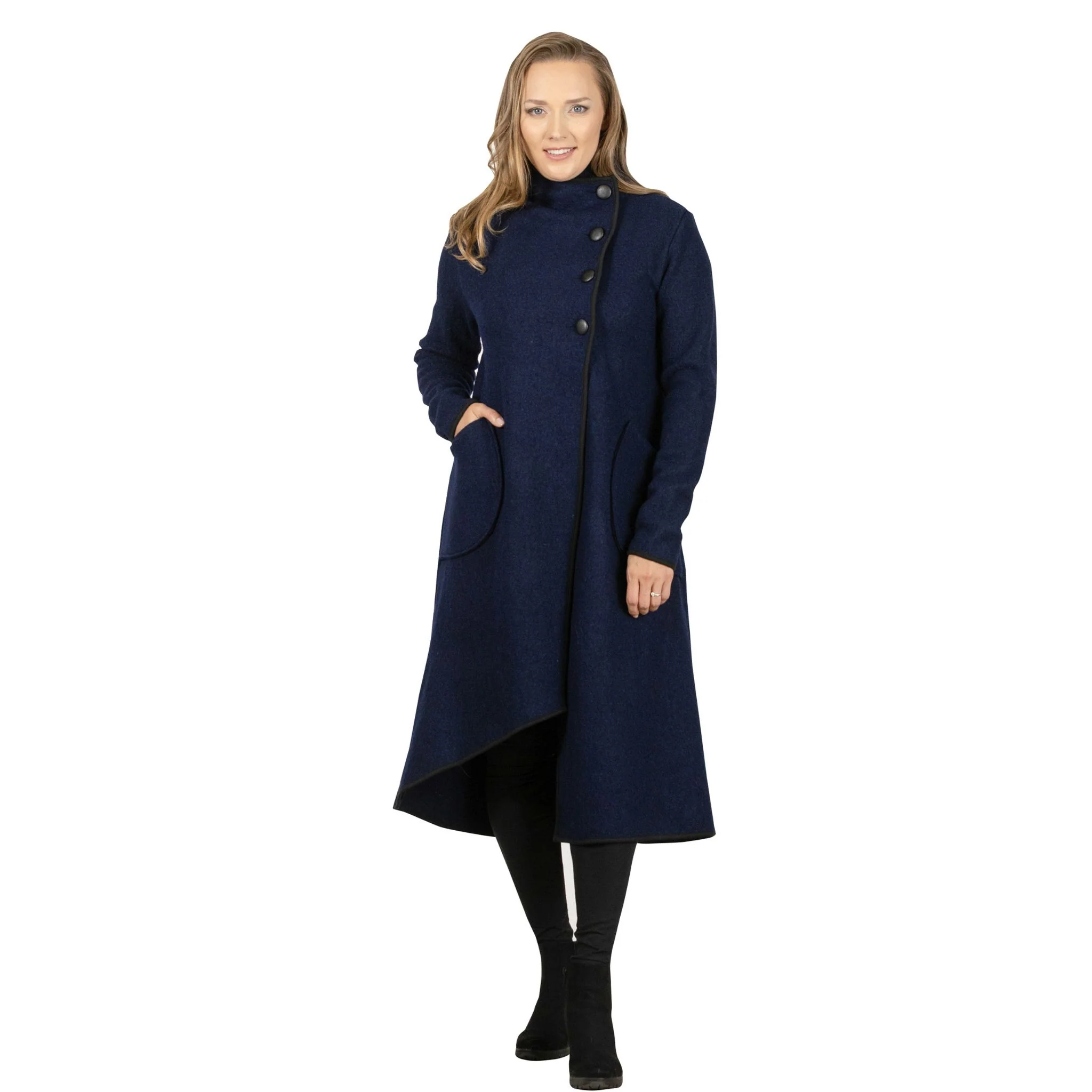 Zinnia Dark Blue Boiled Wool Cardigan - Image 2