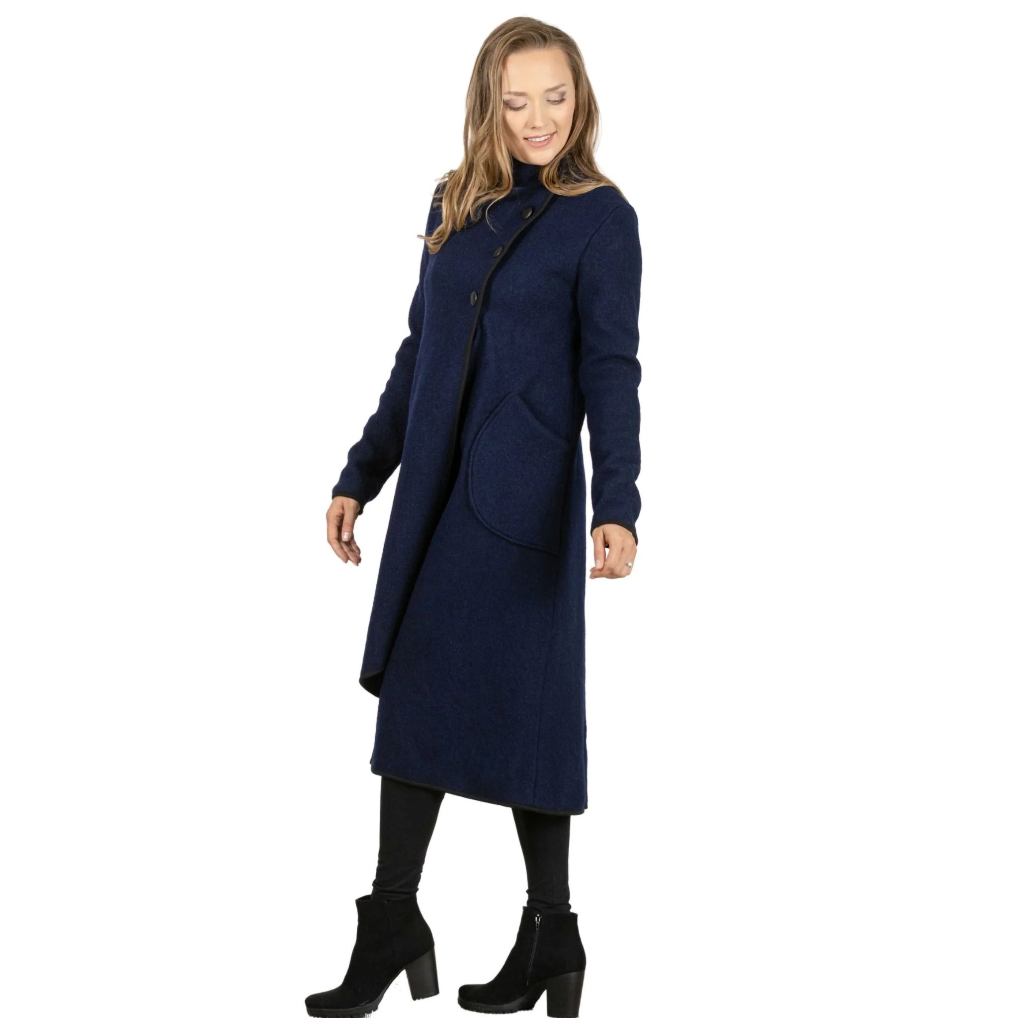 Zinnia Dark Blue Boiled Wool Cardigan - Image 5