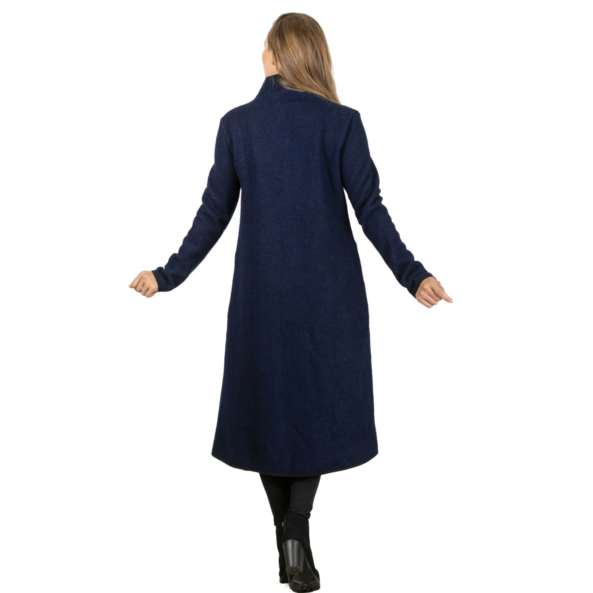 Zinnia Dark Blue Boiled Wool Cardigan - Image 6