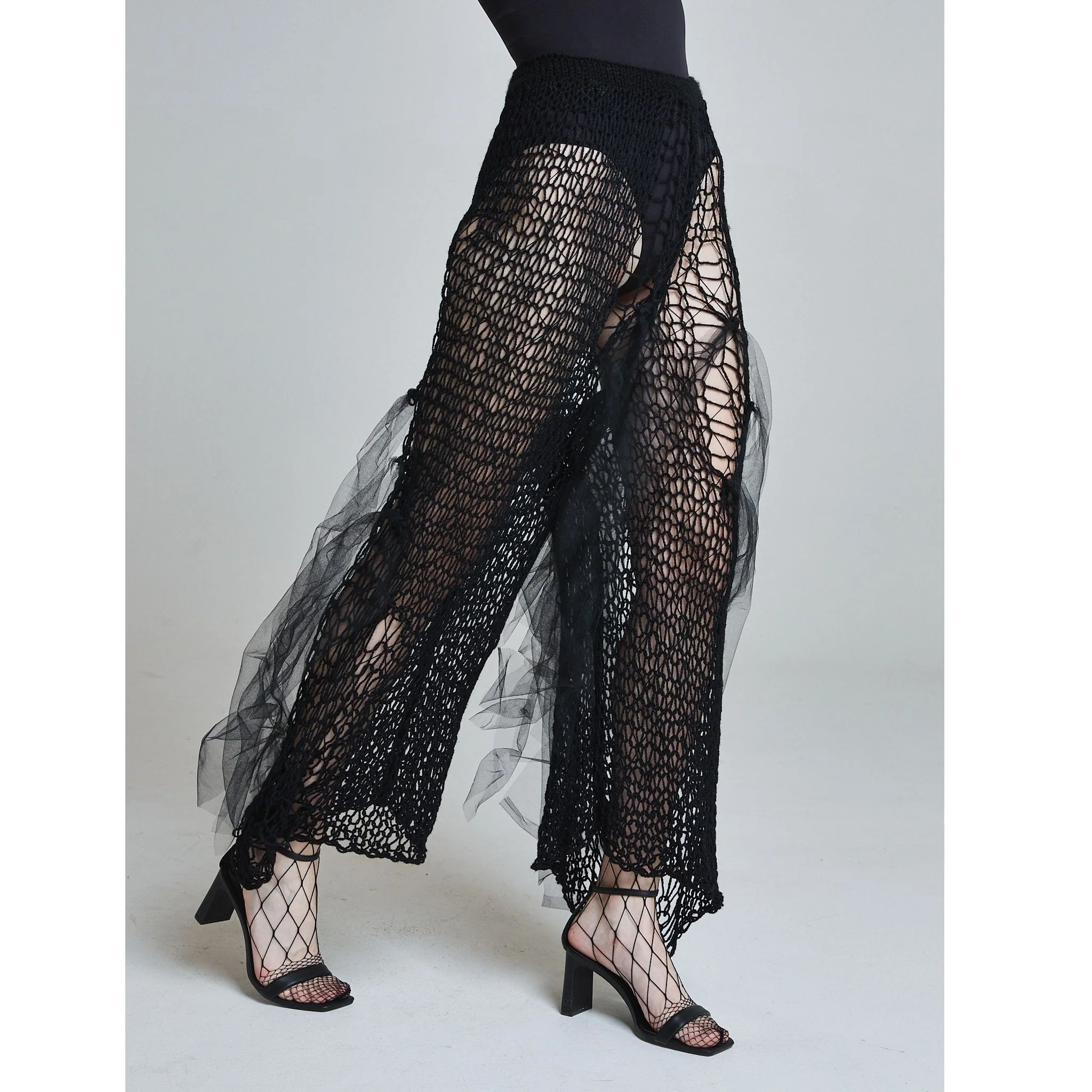 Abyss Net Trousers in Black - Image 3