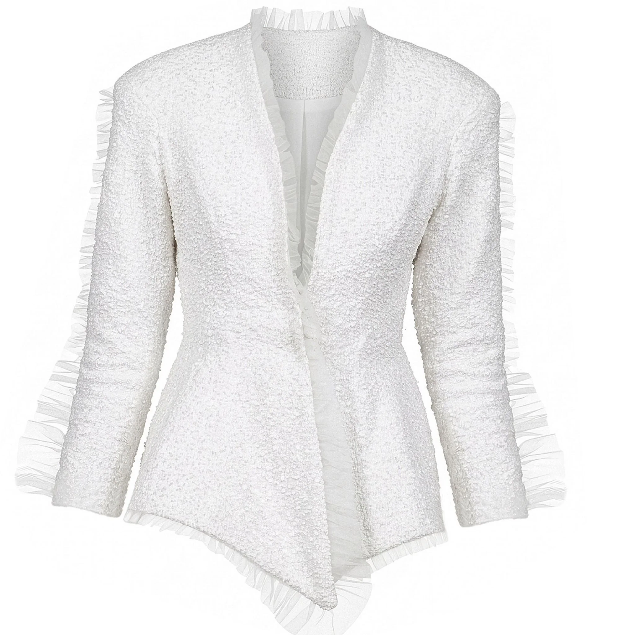 Bloomed Silence Tweed Jacket in White