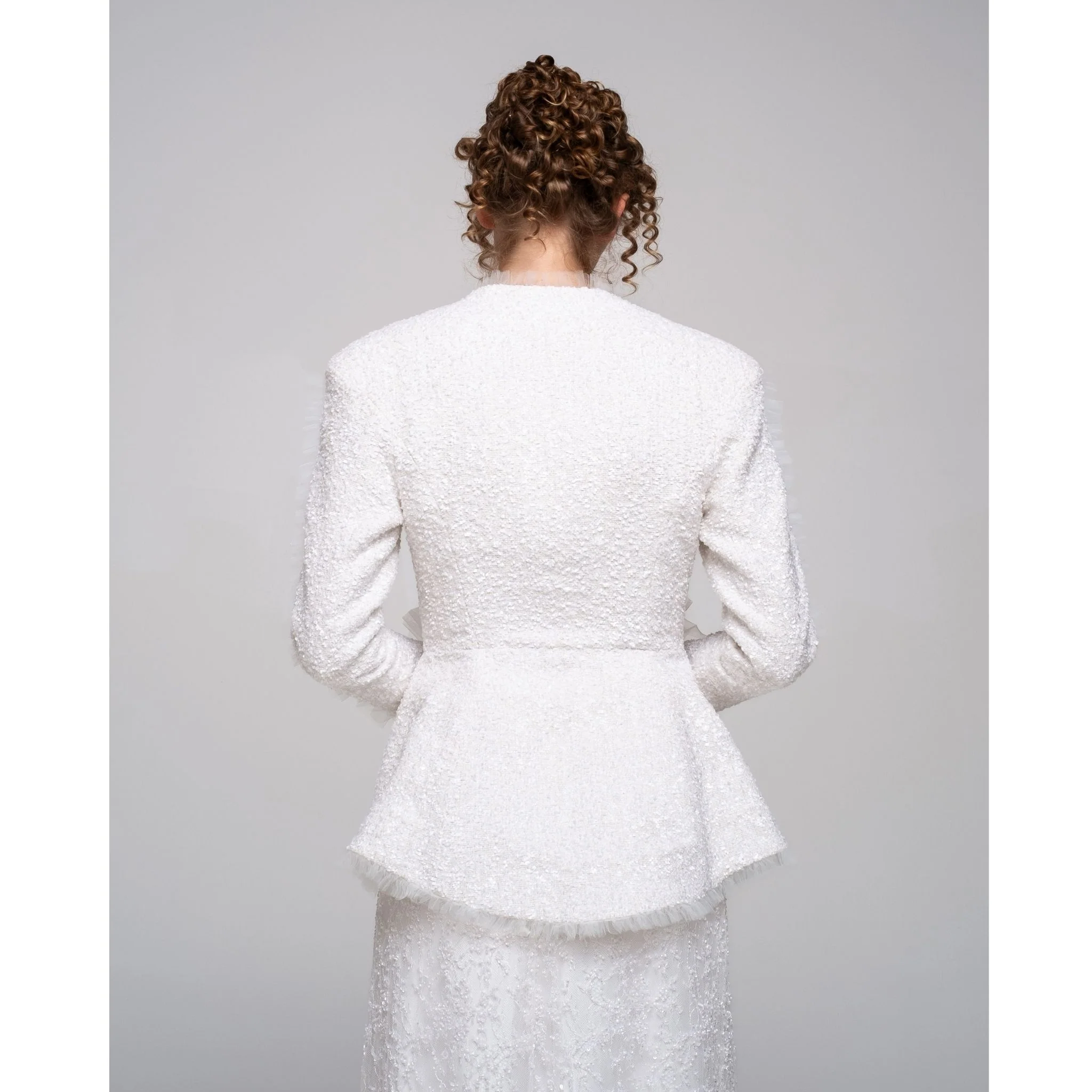 Bloomed Silence Tweed Jacket in White - Image 4