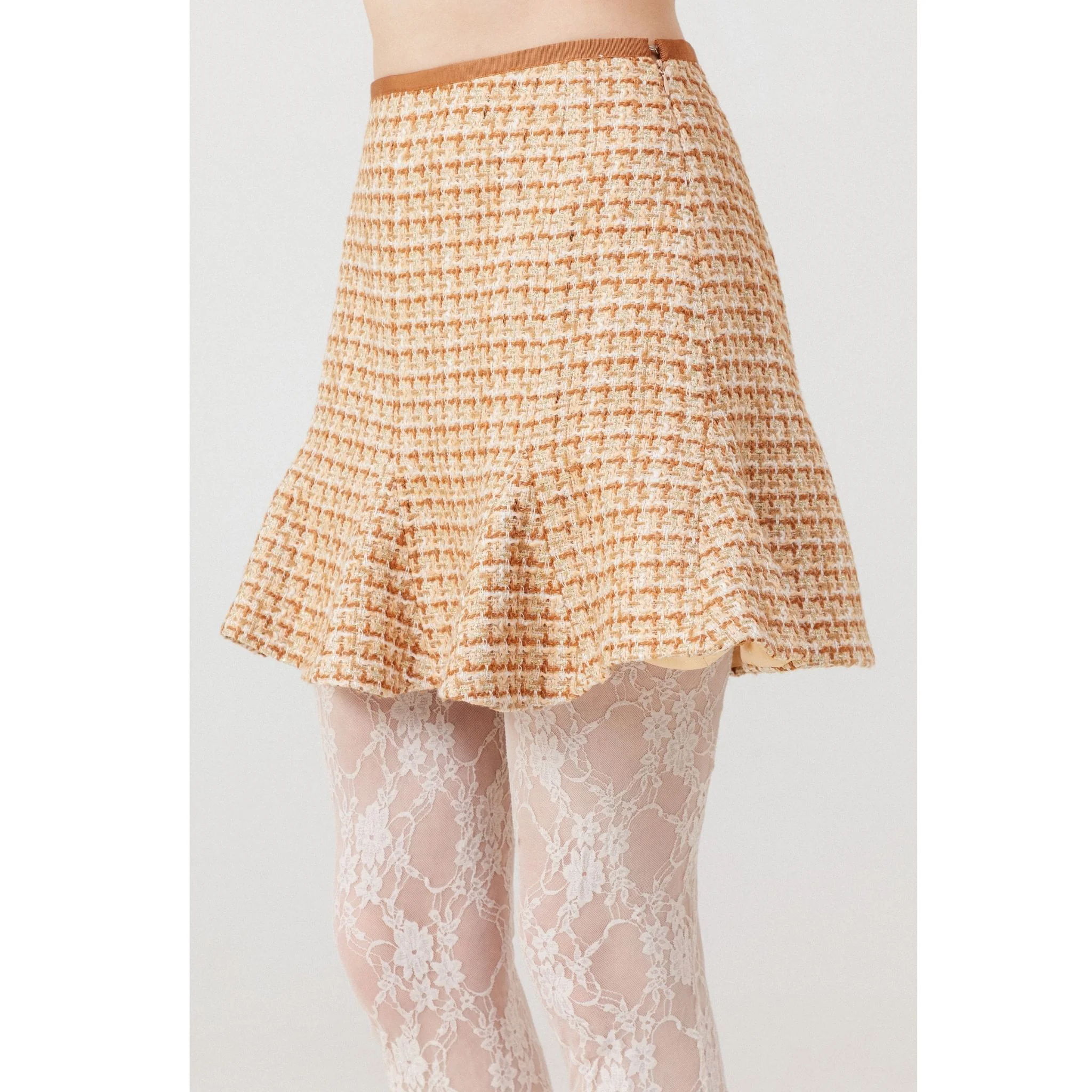 Lune Dorée Flared Mini Skirt in Beige - Image 7
