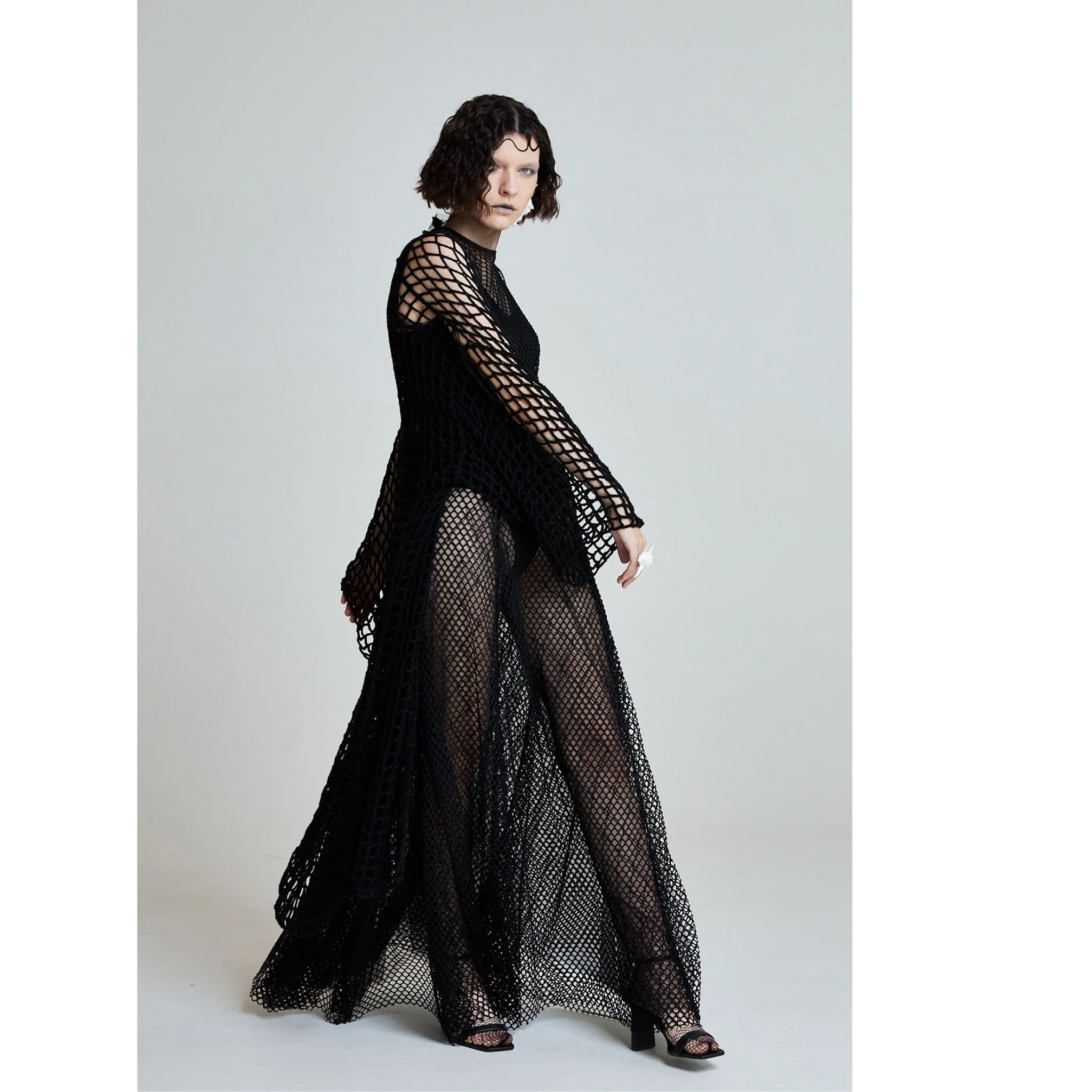 Midnight Net Robe in Black - Image 3