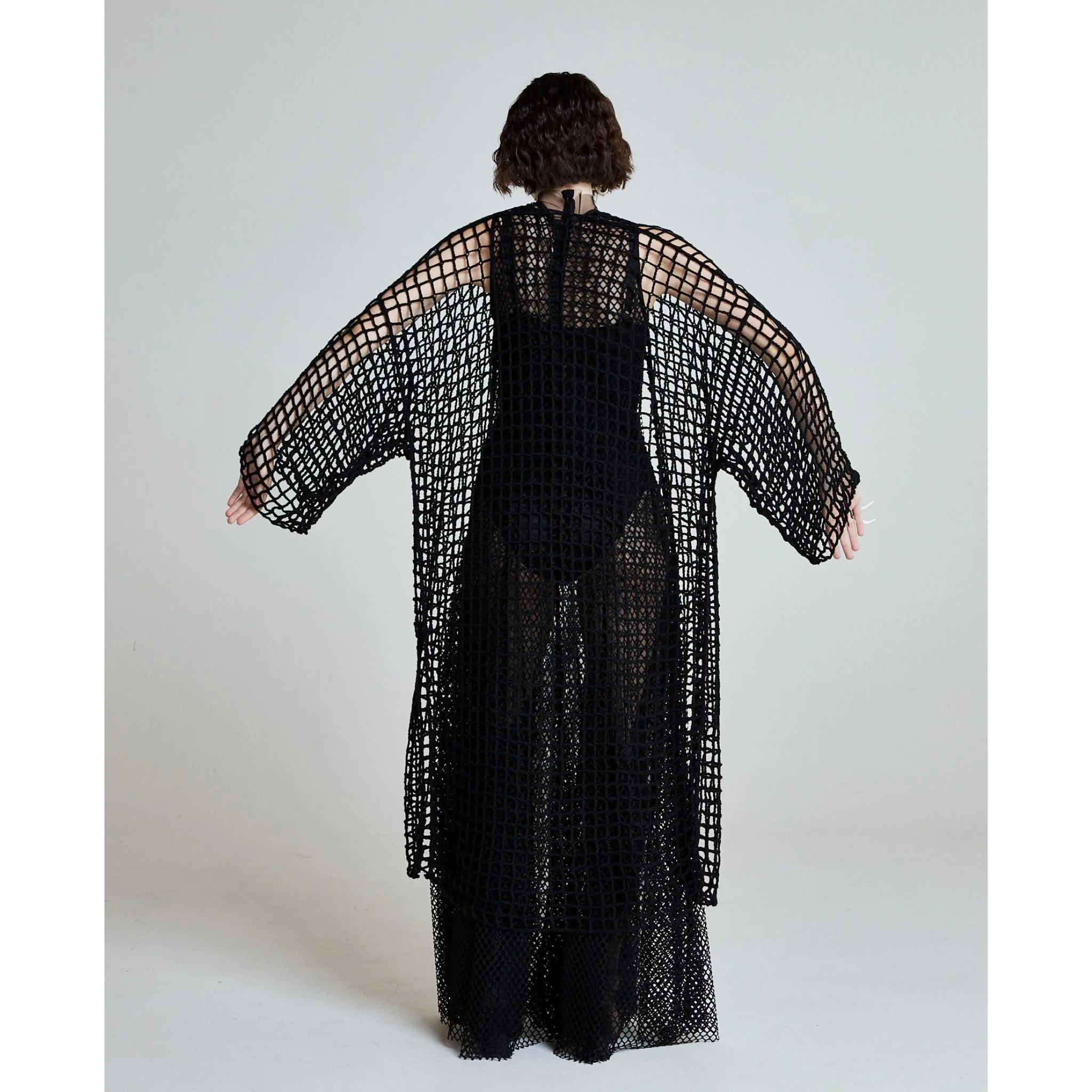 Midnight Net Robe in Black - Image 4