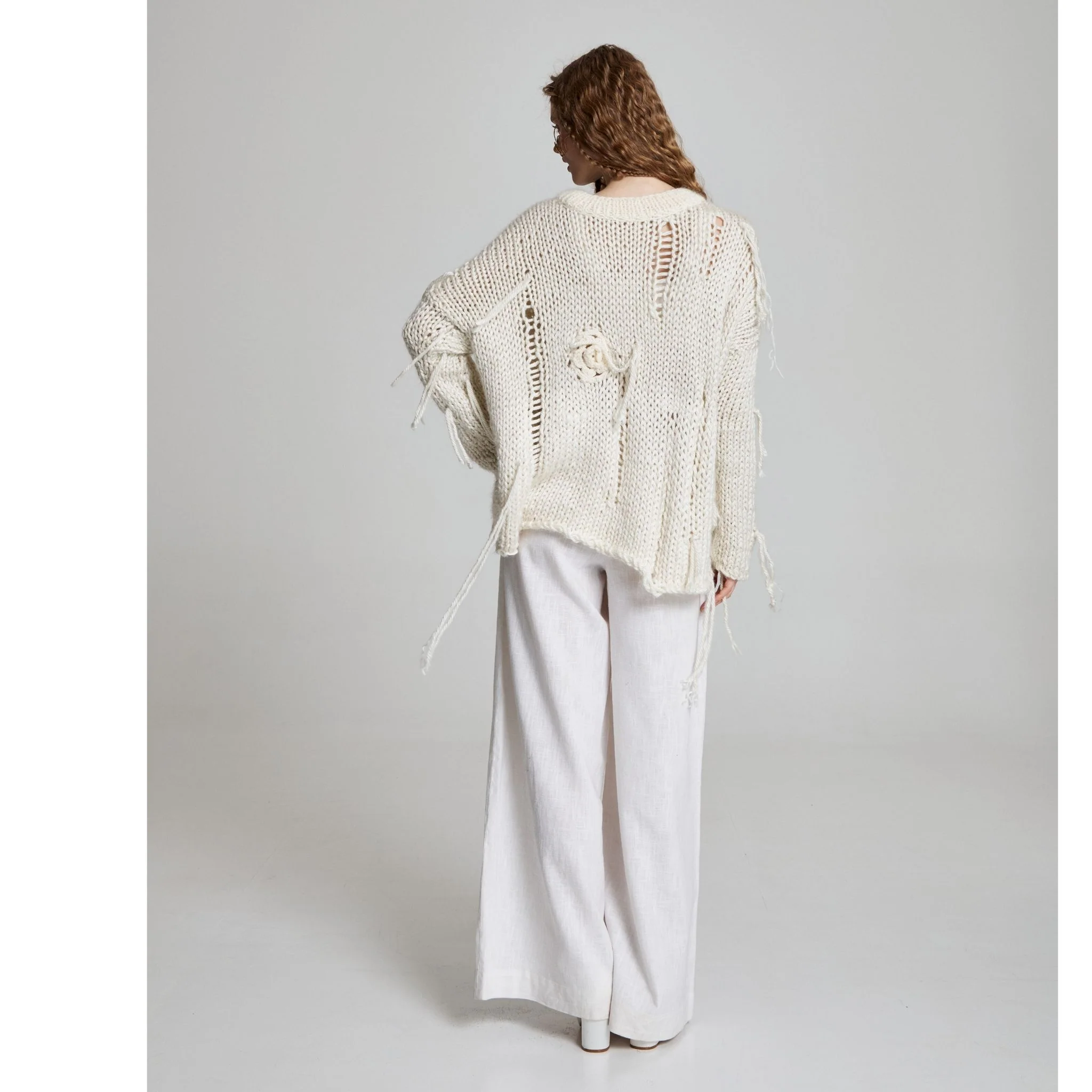 Moonbloom Knit Sweater in Grey White - Image 5