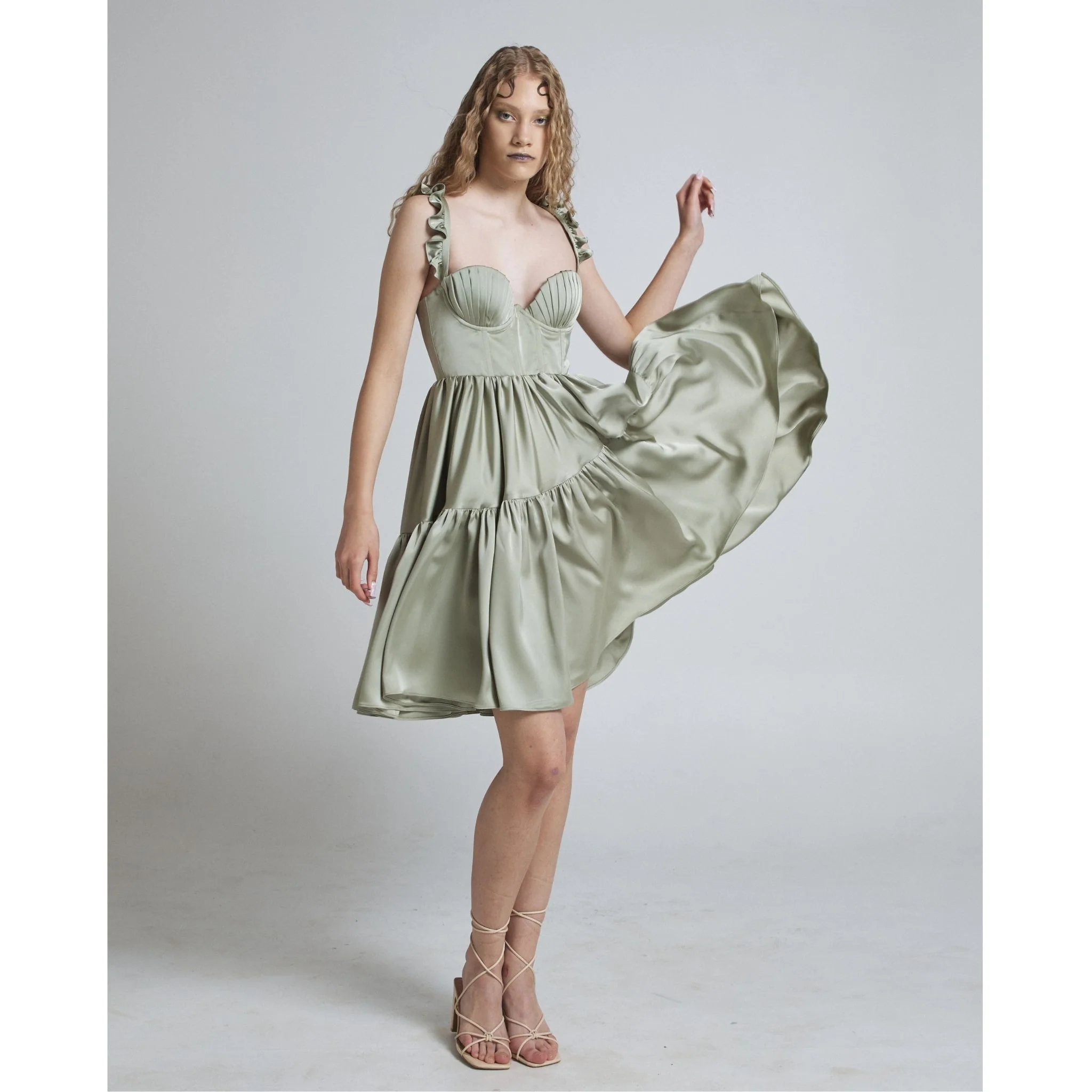 Nordic Shell 2in1 Dress in Sage Green - Image 3