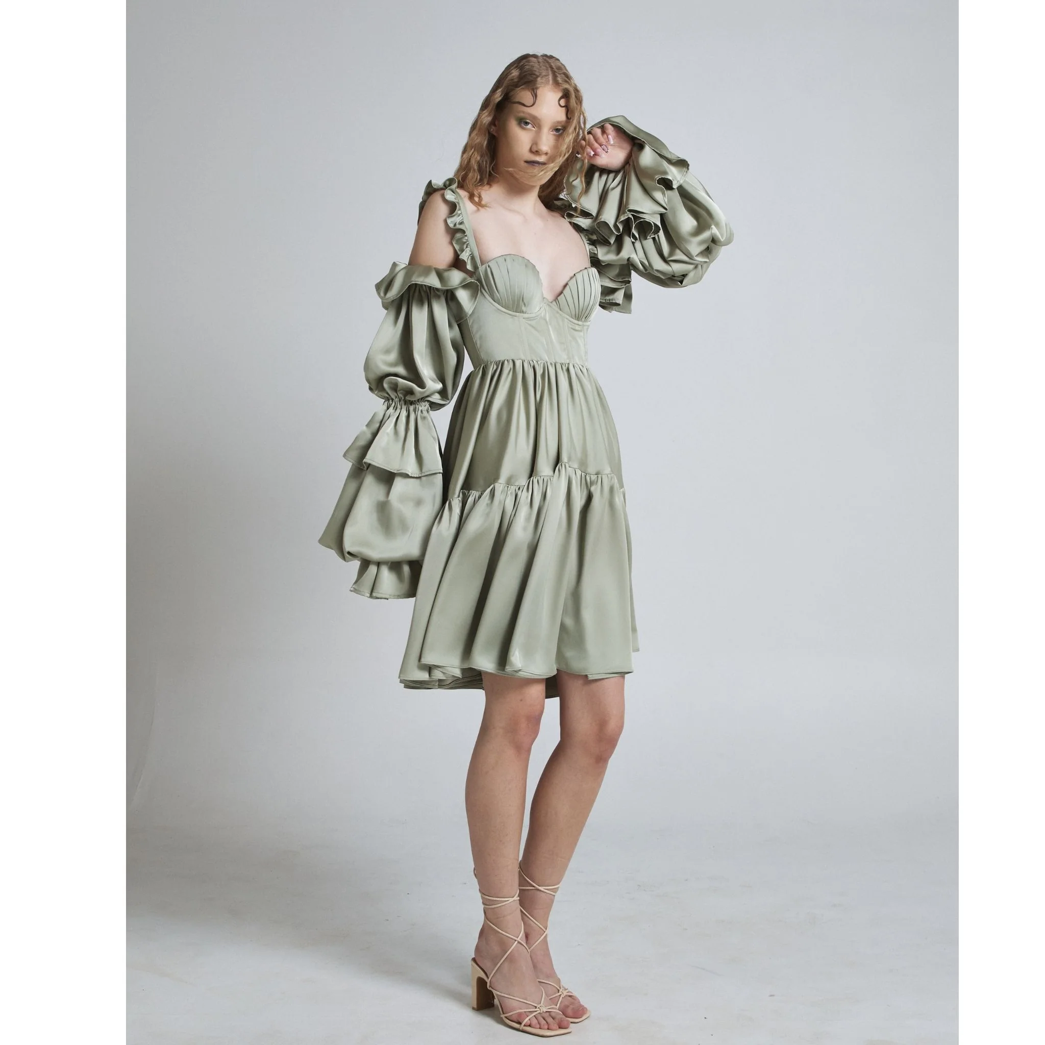 Nordic Shell 2in1 Dress in Sage Green - Image 4
