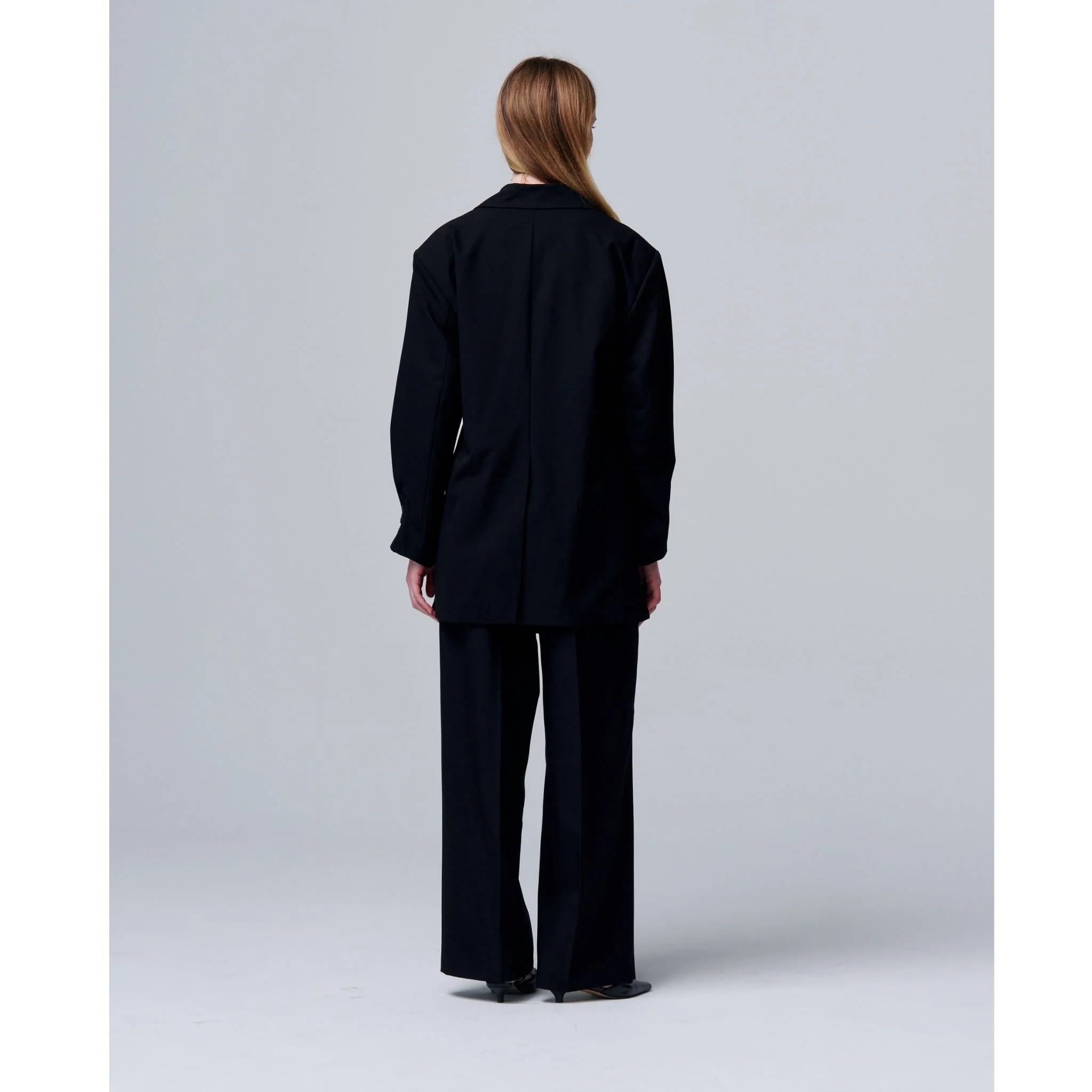 Noir Cuff Blazer with Folded Sleeve Detail and Waist Strap - Image 5
