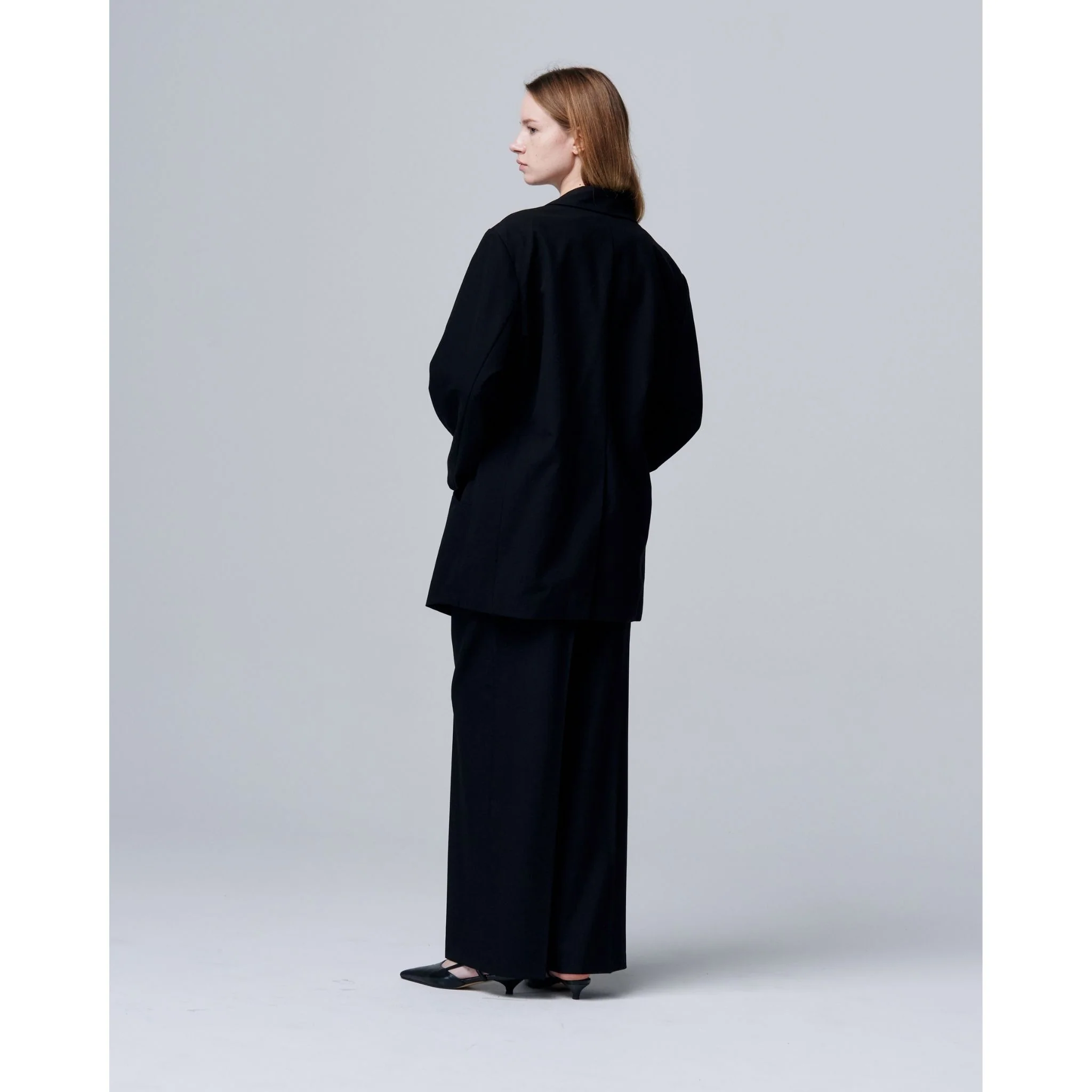 Noir Cuff Blazer with Folded Sleeve Detail and Waist Strap - Image 6