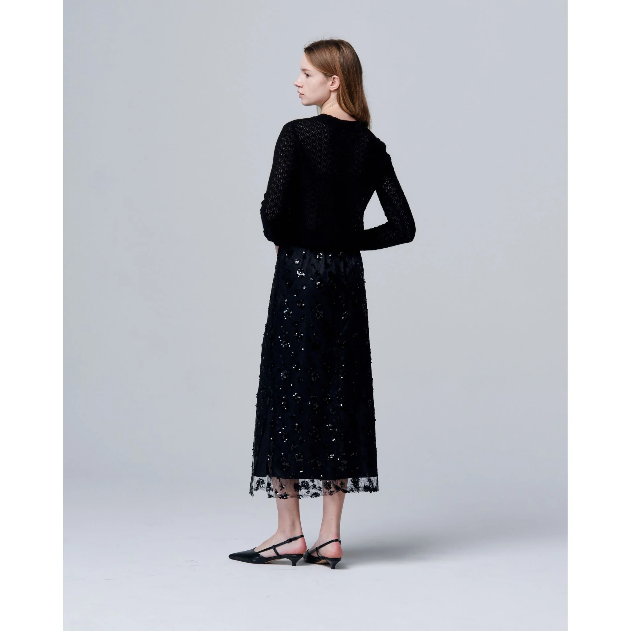 Sequin Beaded Skirt with Floral Detailing - Image 4