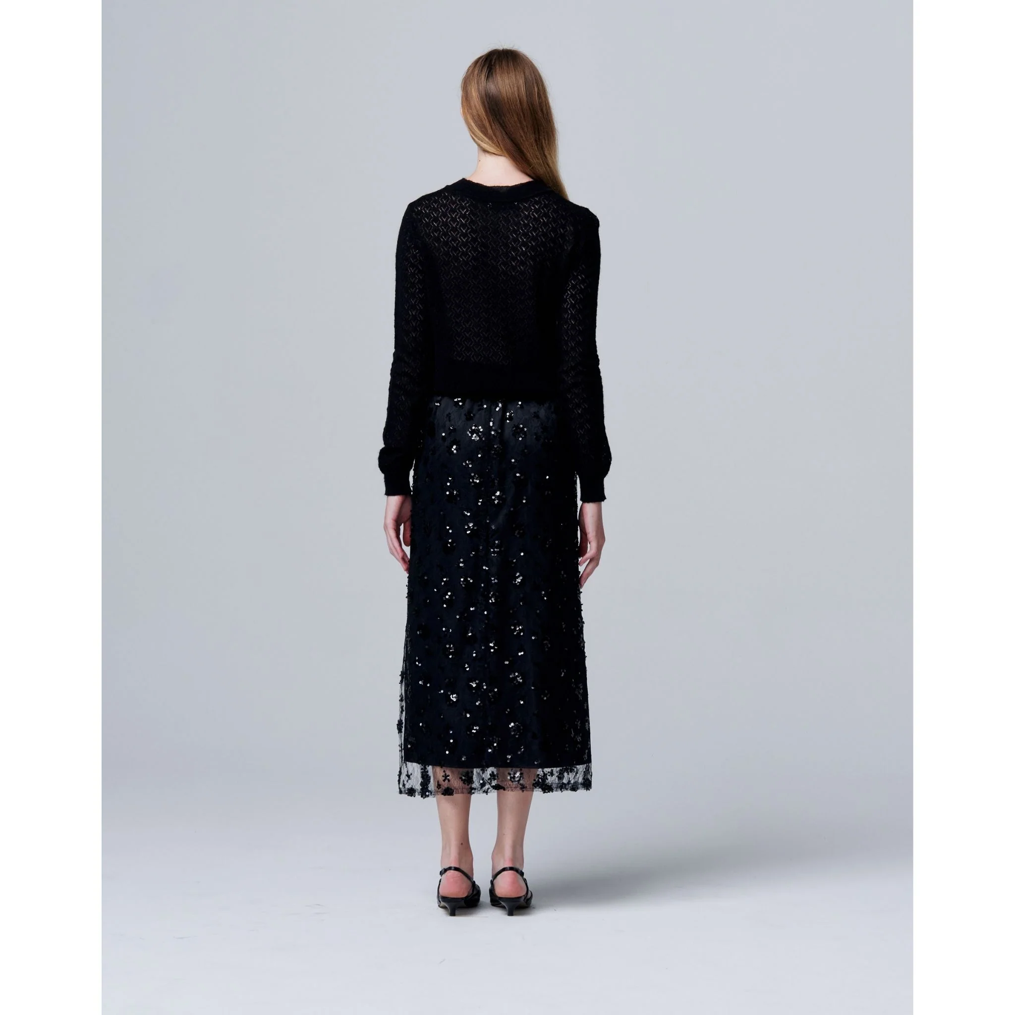 Sequin Beaded Skirt with Floral Detailing - Image 5