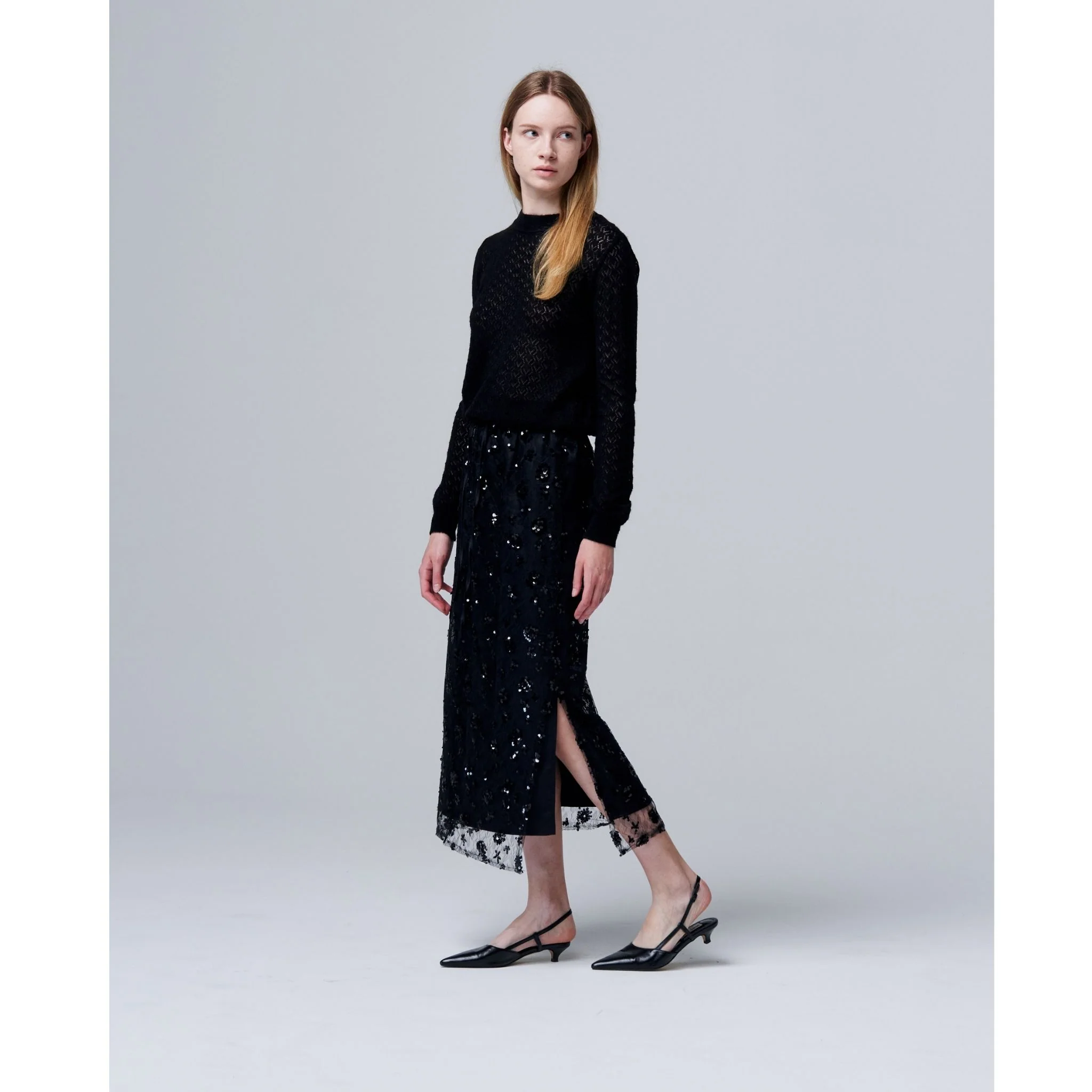 Sequin Beaded Skirt with Floral Detailing - Image 7