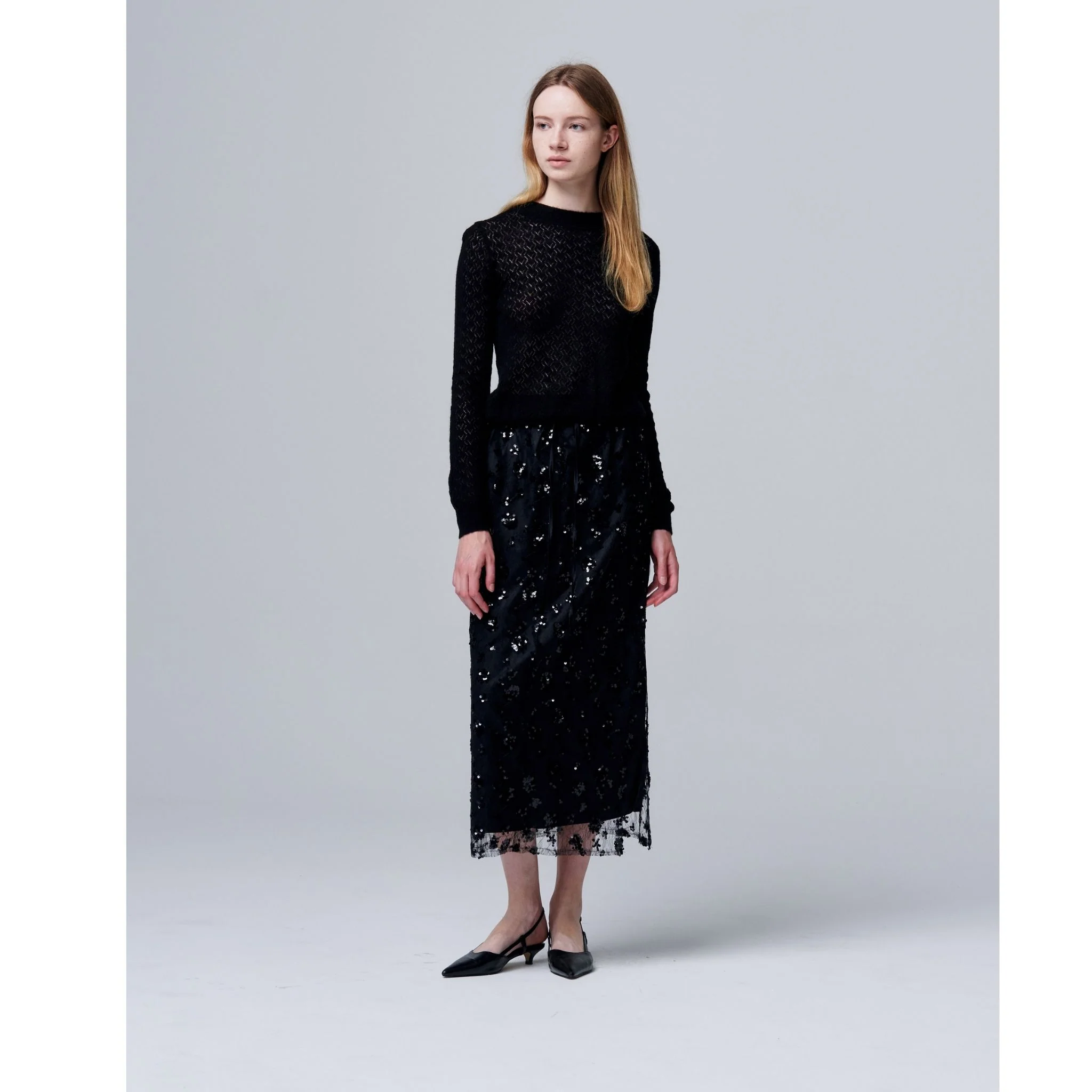 Sequin Beaded Skirt with Floral Detailing - Image 8