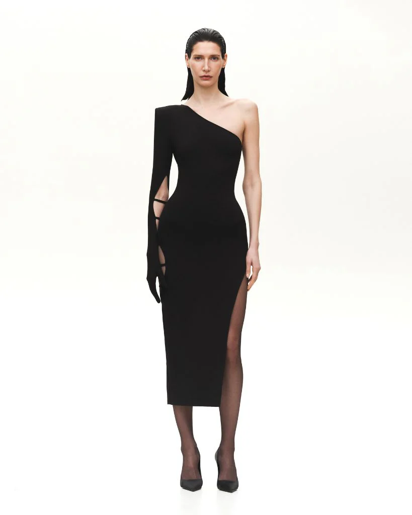 Long Sleeve One Glove Dress With Cutouts - Image 2