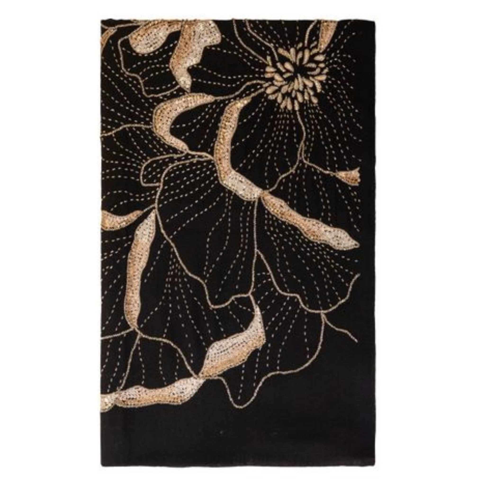 Black Blythe Flower Embroidered Stole