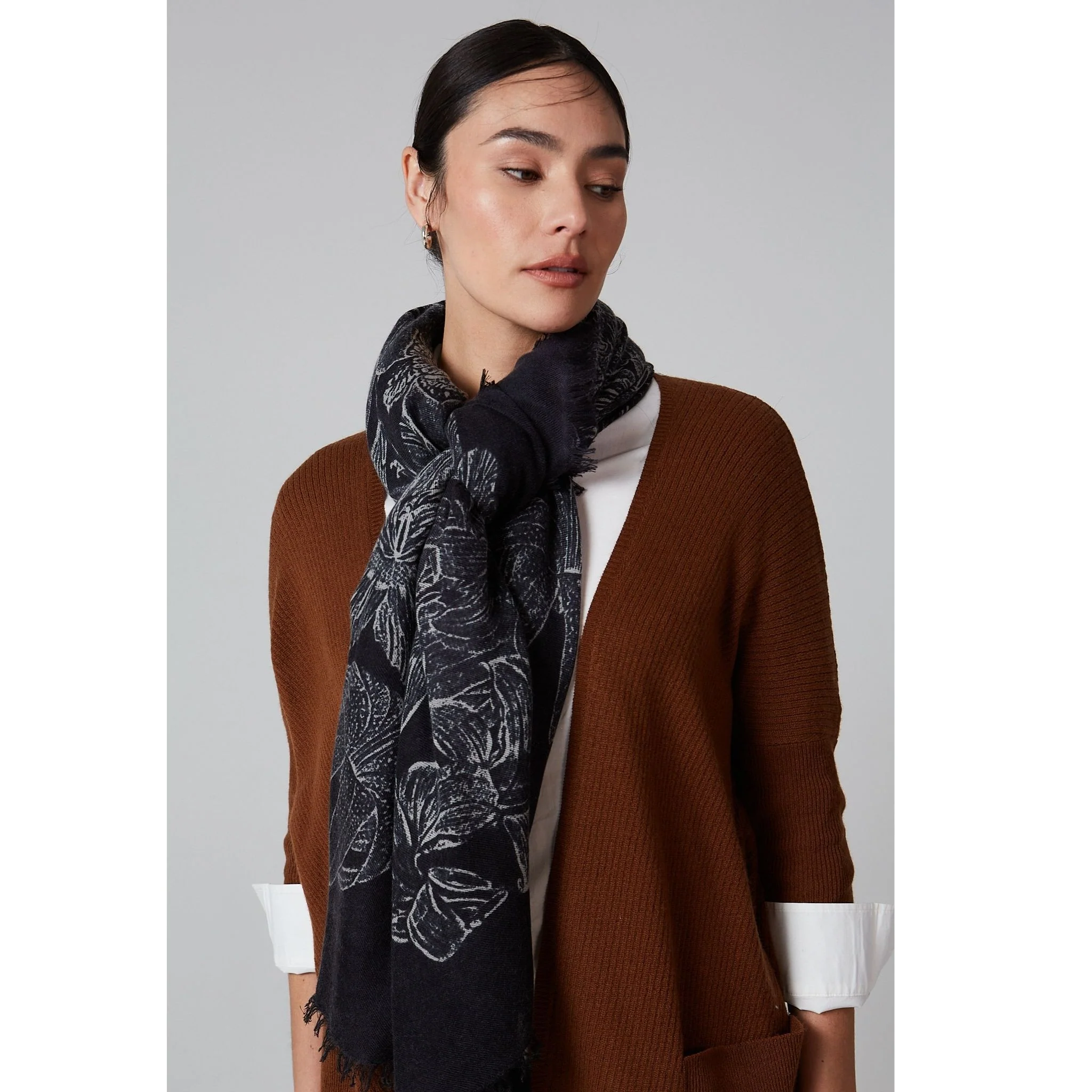 Black Printed Eden Square Scarf - Image 4