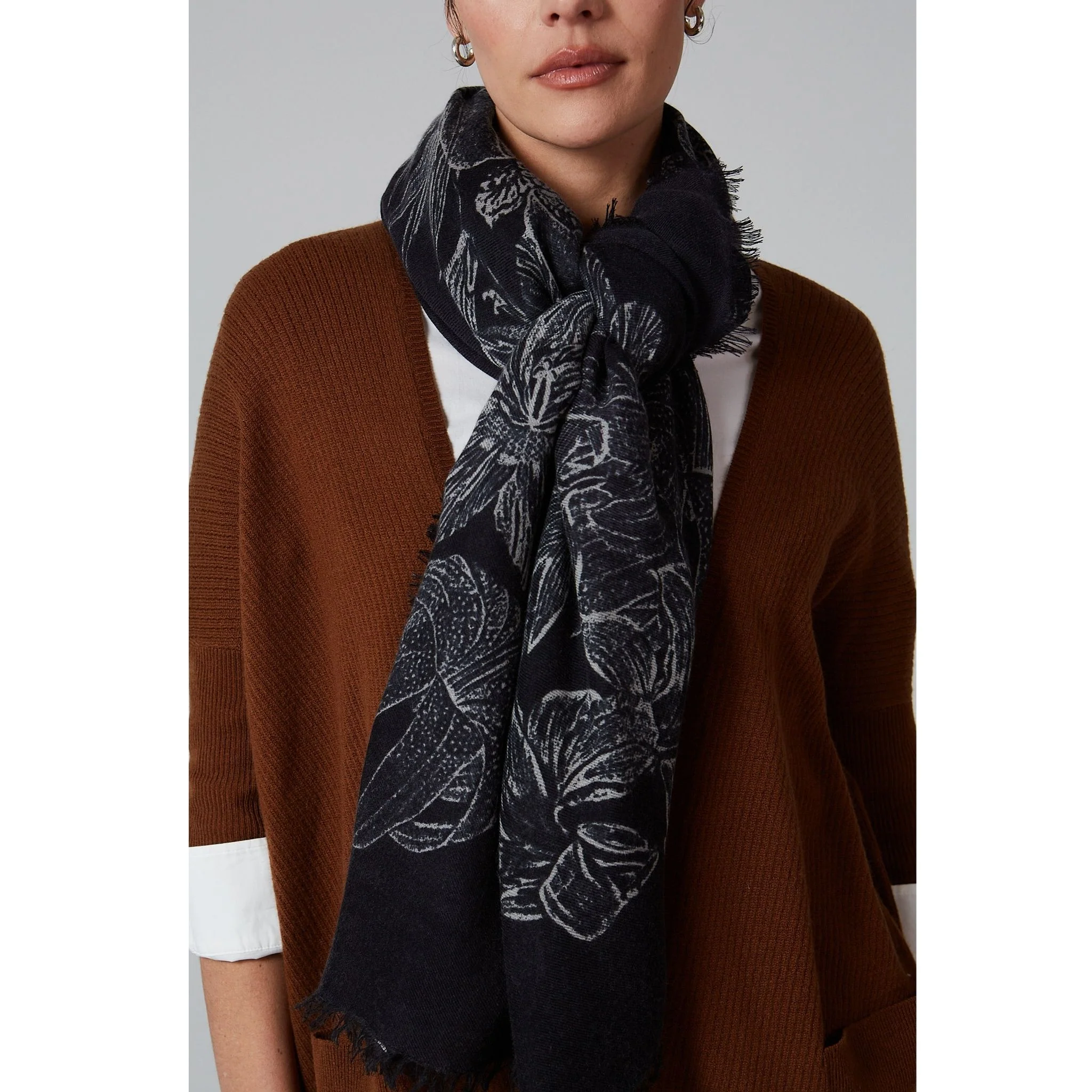 Black Printed Eden Square Scarf - Image 5