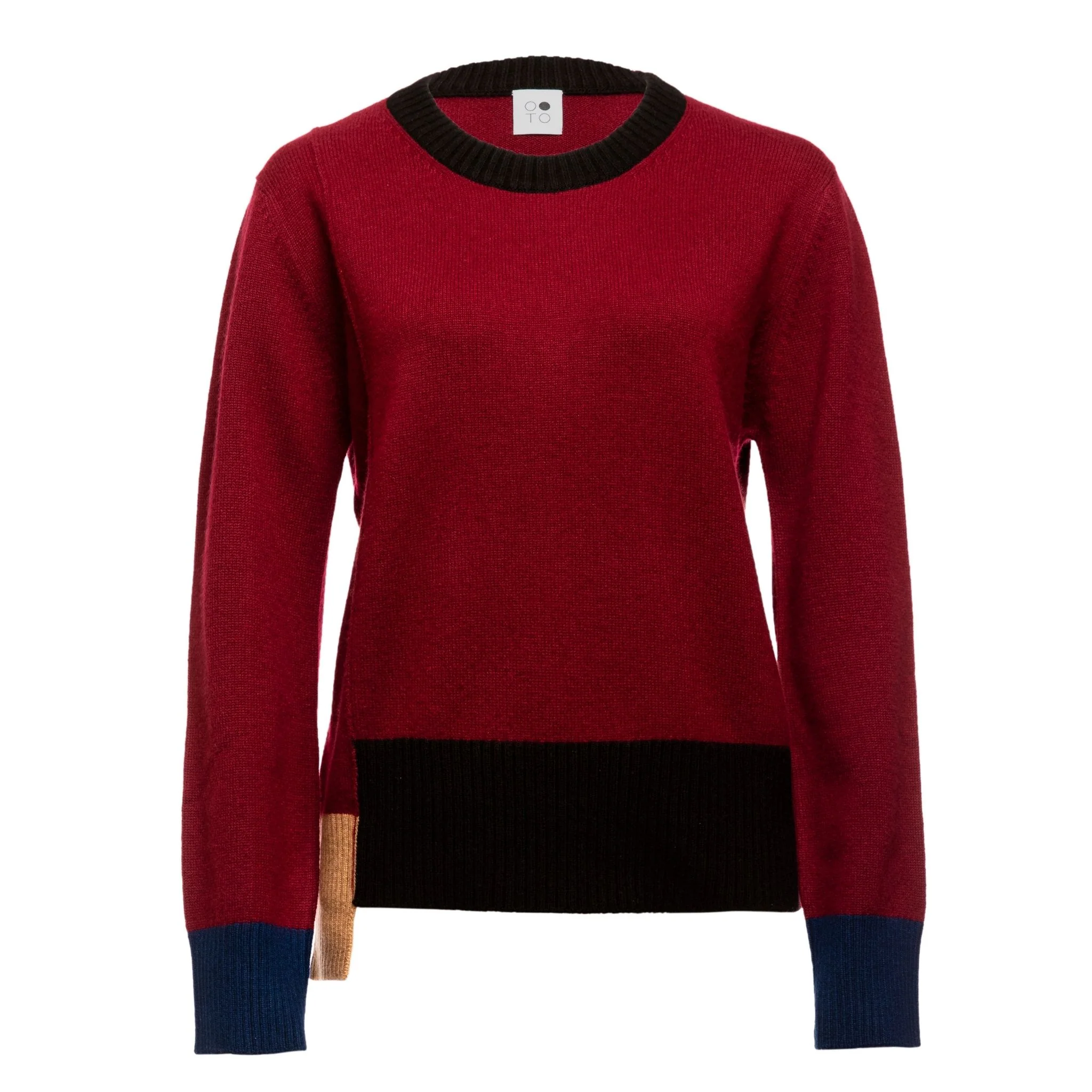 Multi-tone Wine Onyx Crew Neck Sweater