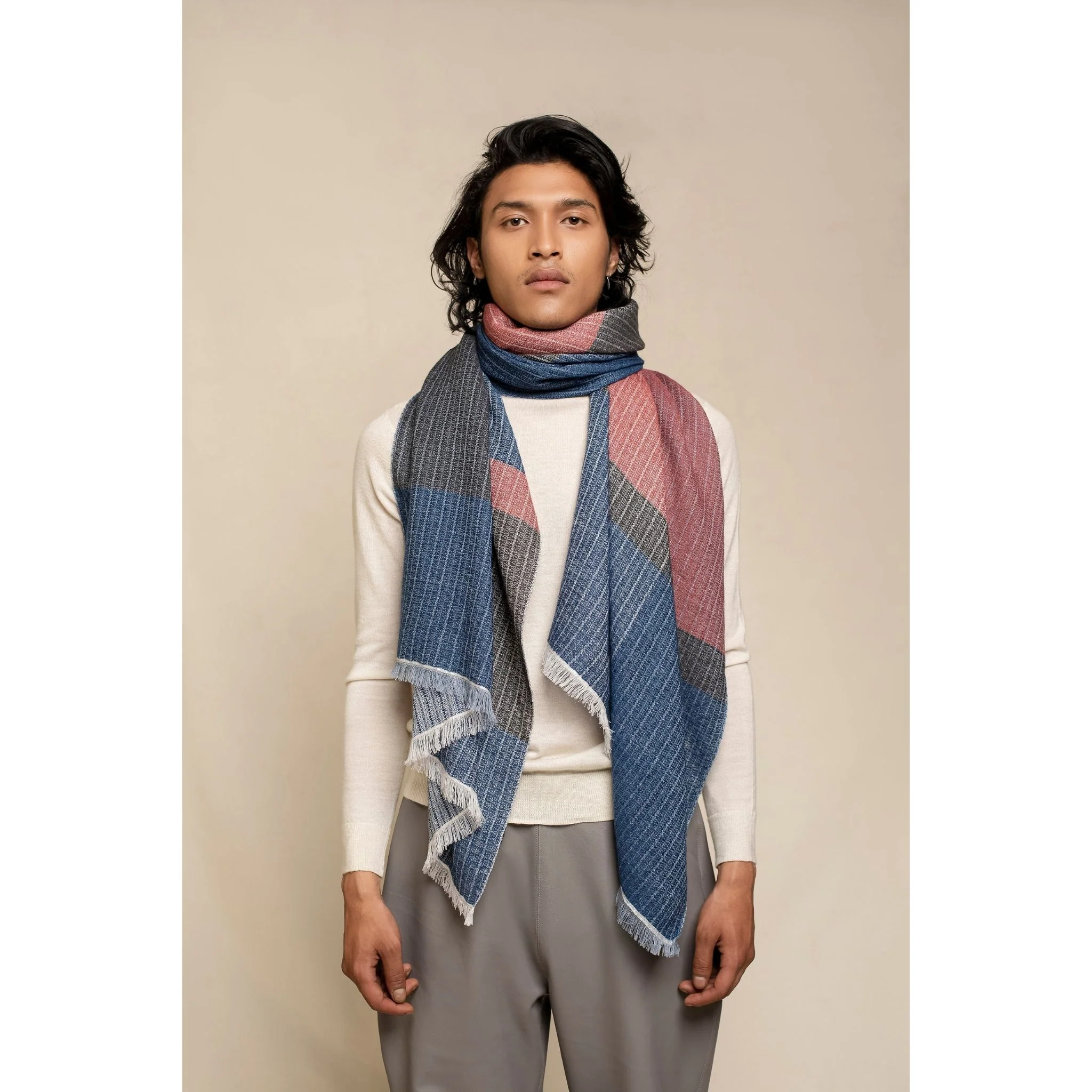 Rough Weave Plain Unisex Scarf - Image 2
