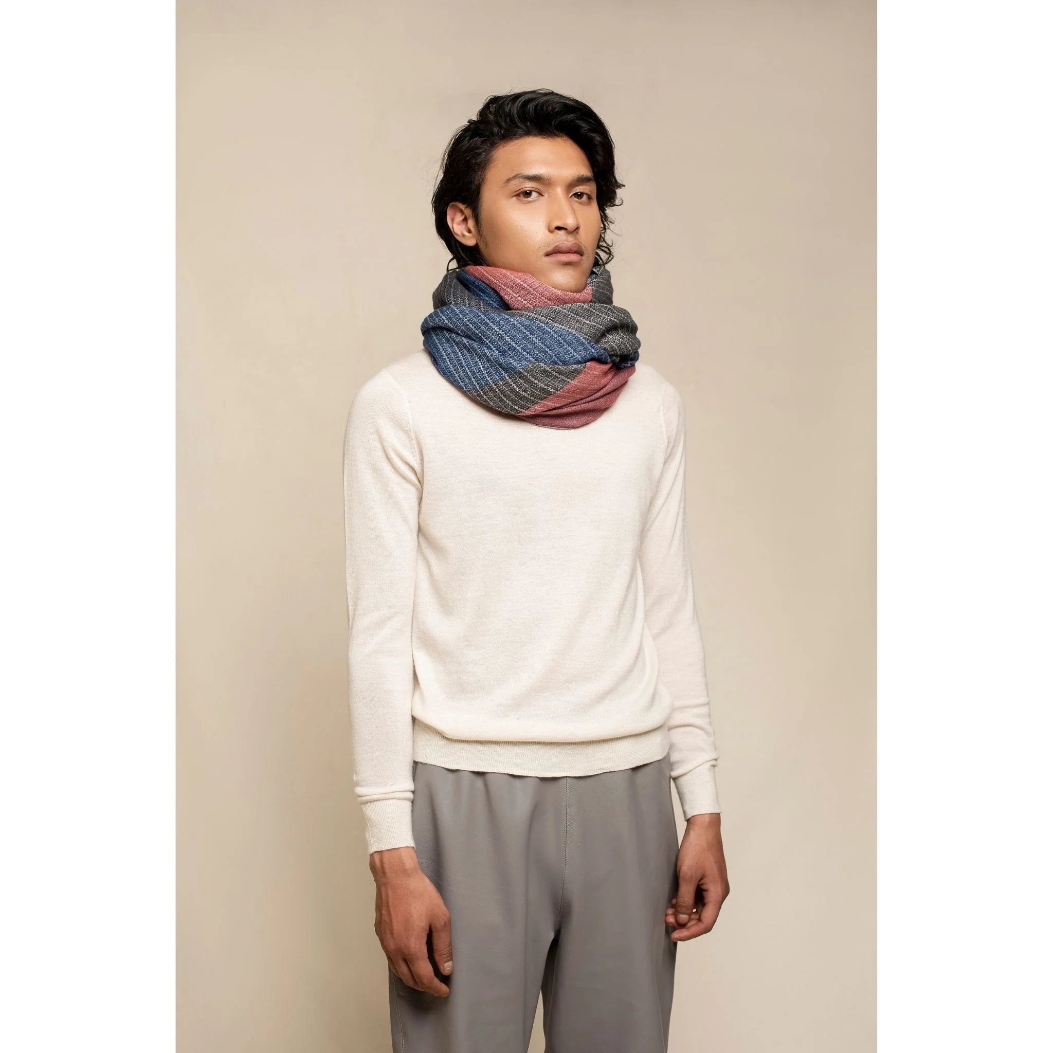 Rough Weave Plain Unisex Scarf - Image 3