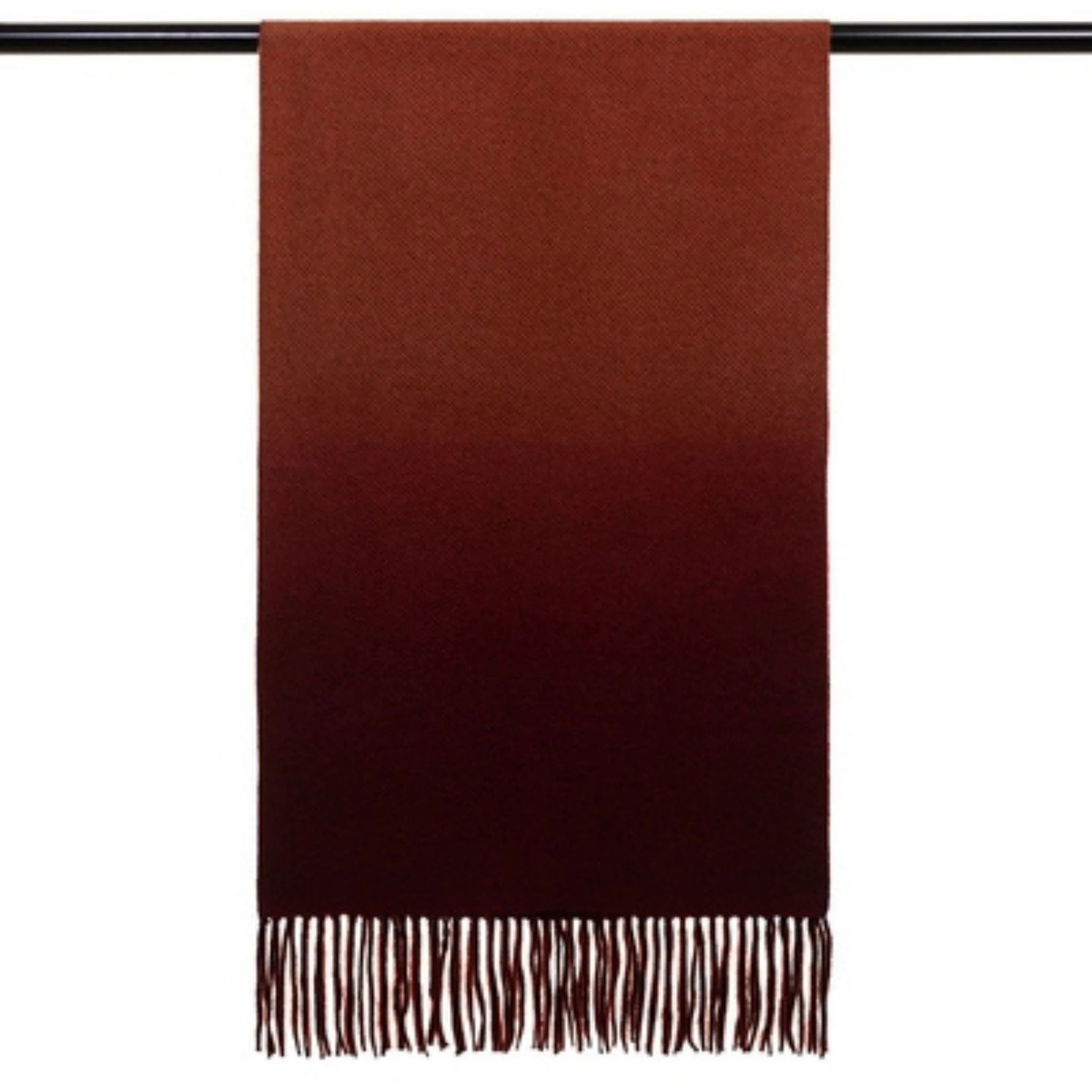 Standard length of Fringed Ombre Scarf with wine and rust color - Image 5
