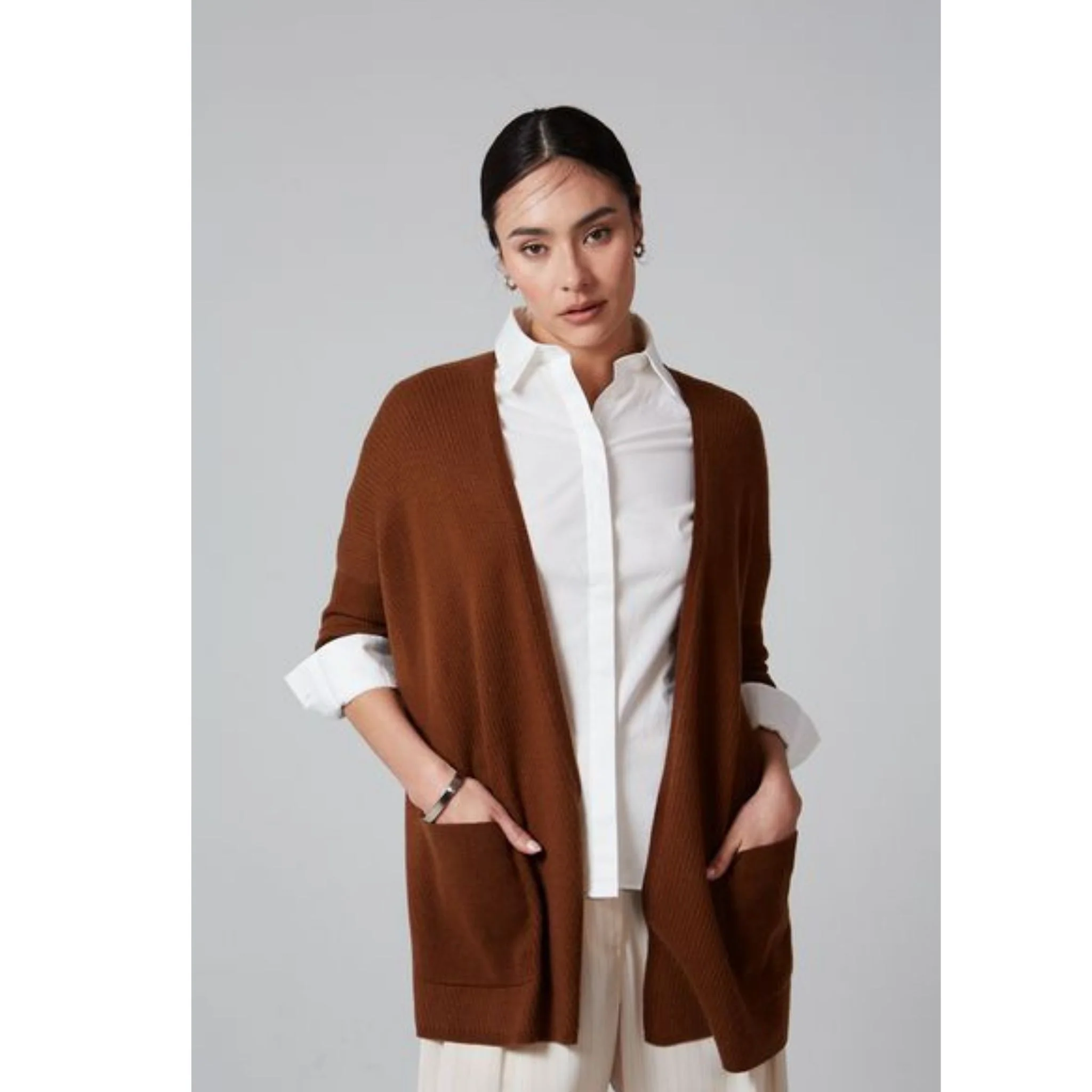 Syrup Brown Lillien Open Cardigan - Image 3