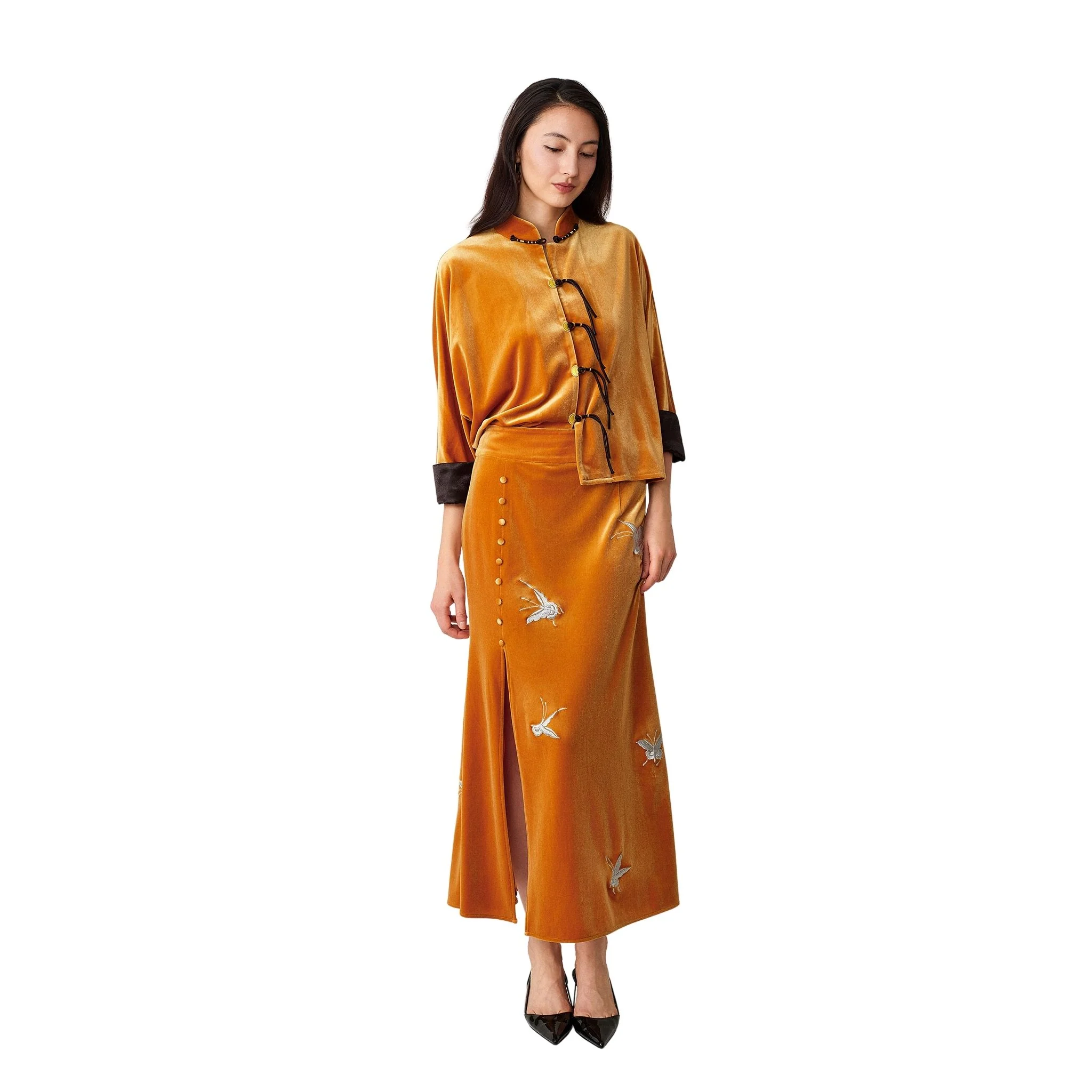 Orange Silver-Butterfly Fishtail Skirt - Image 2