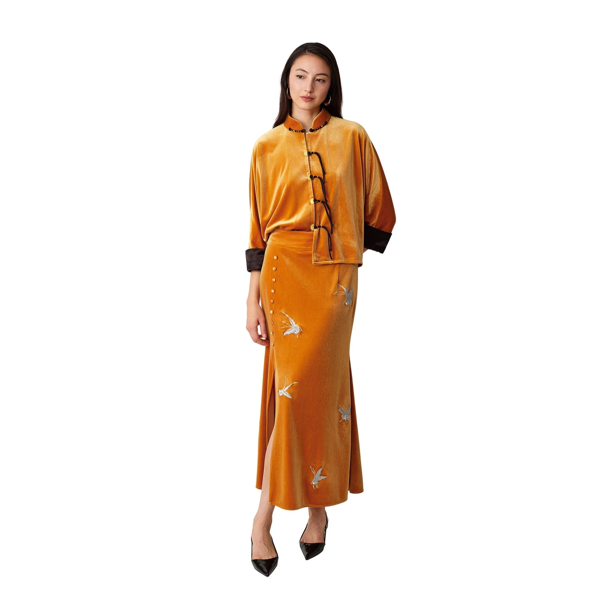 Orange Silver-Butterfly Fishtail Skirt - Image 4