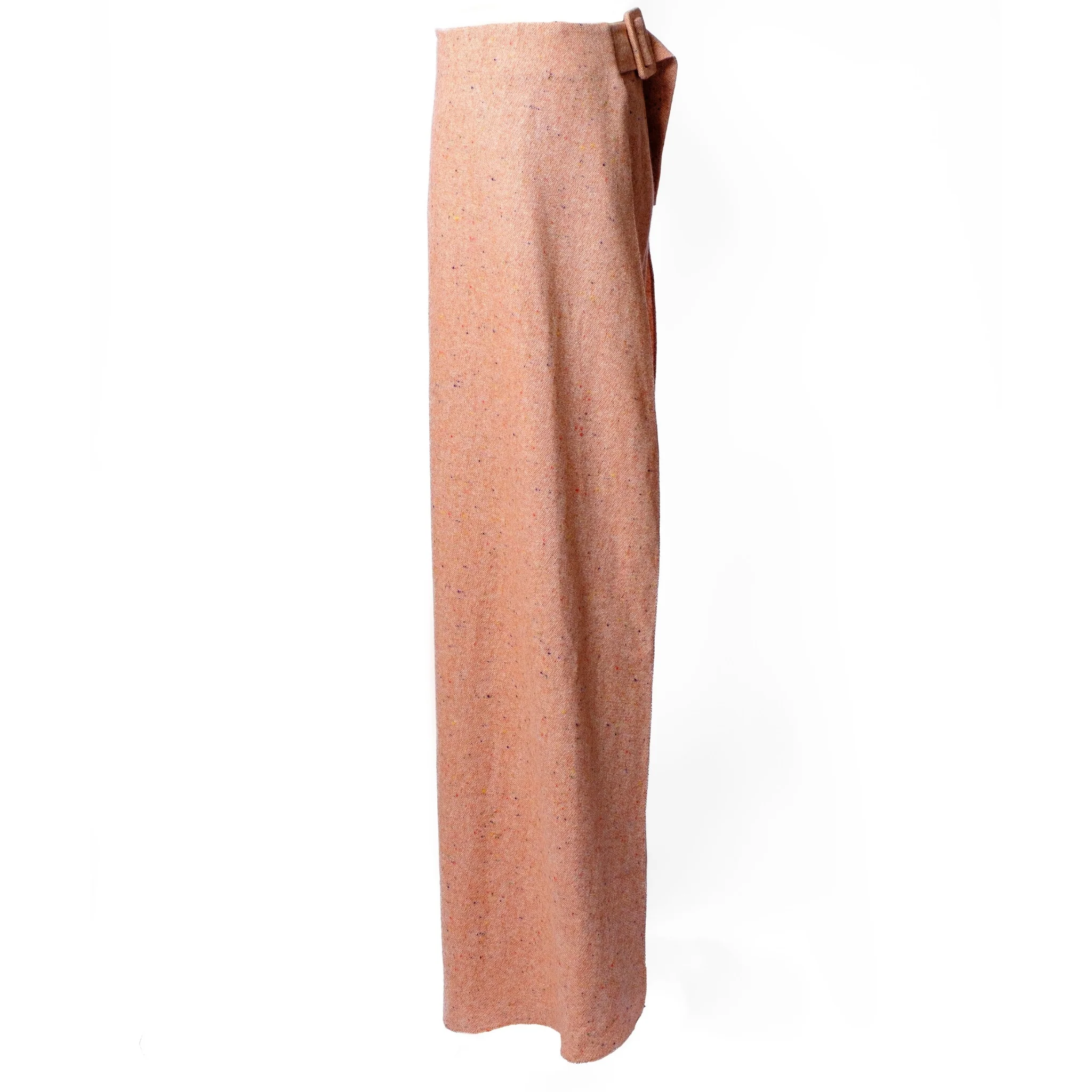 Peach Wool High-Waist Pants with Back Skirt Panel - Image 3