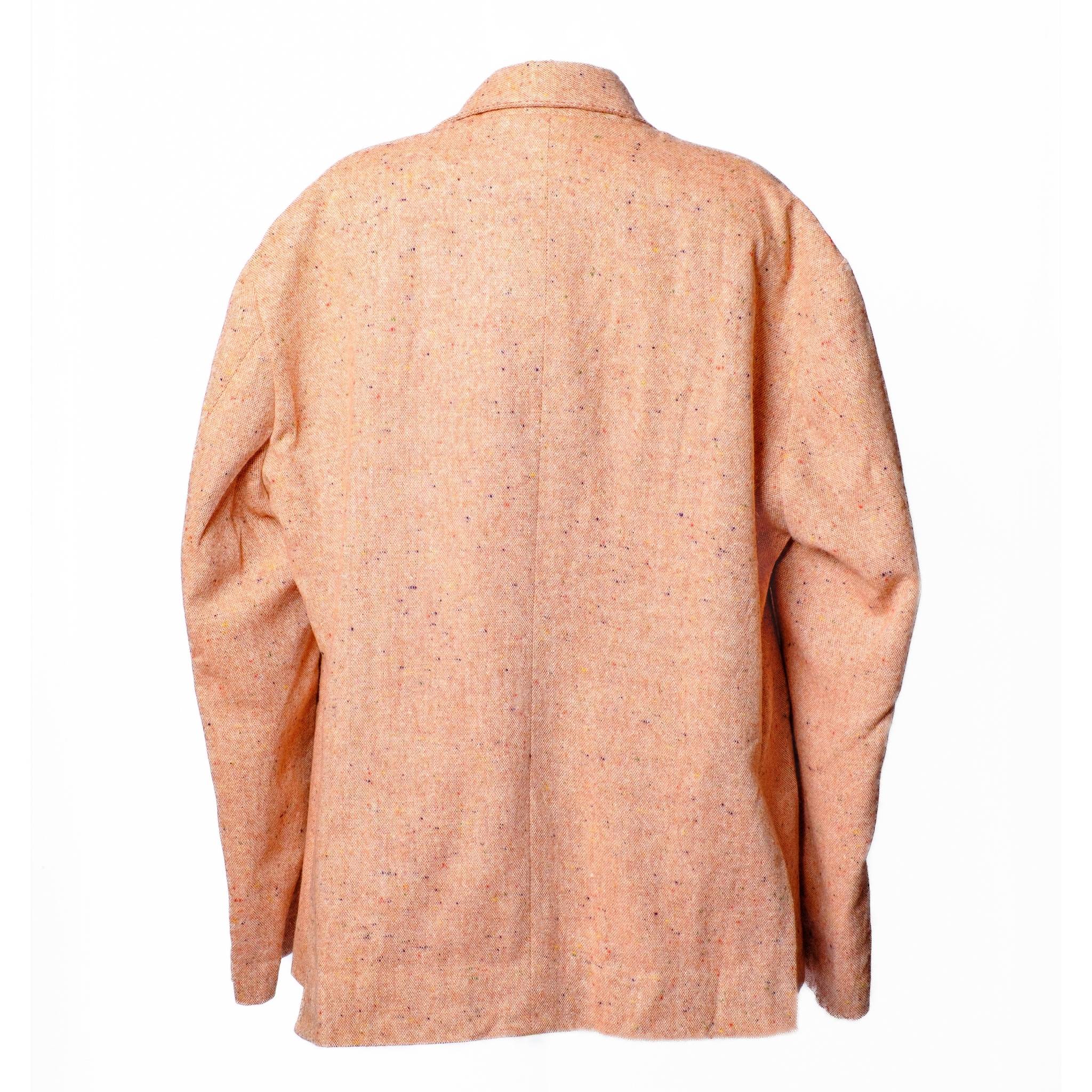 Peach Wool Straight-Cut Blazer with Embroidered Details - Image 2