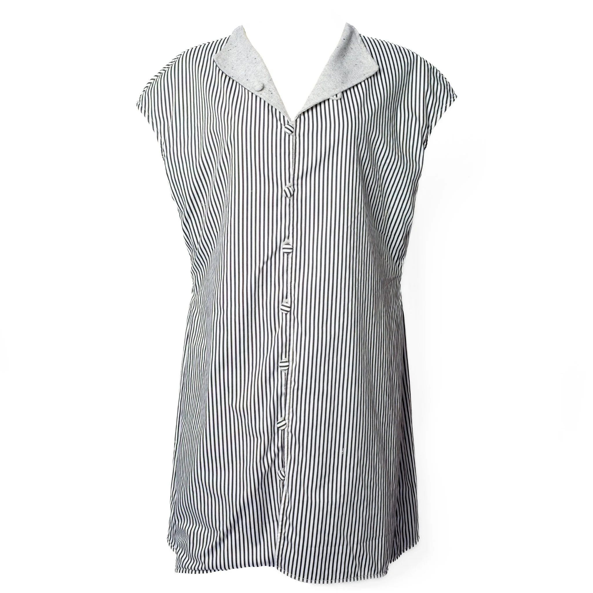 Reversible Grey Wool Vest with Striped Cotton Back - Image 3