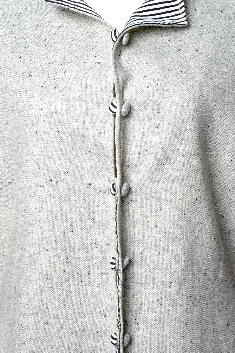 Reversible Grey Wool Vest with Striped Cotton Back - Image 5