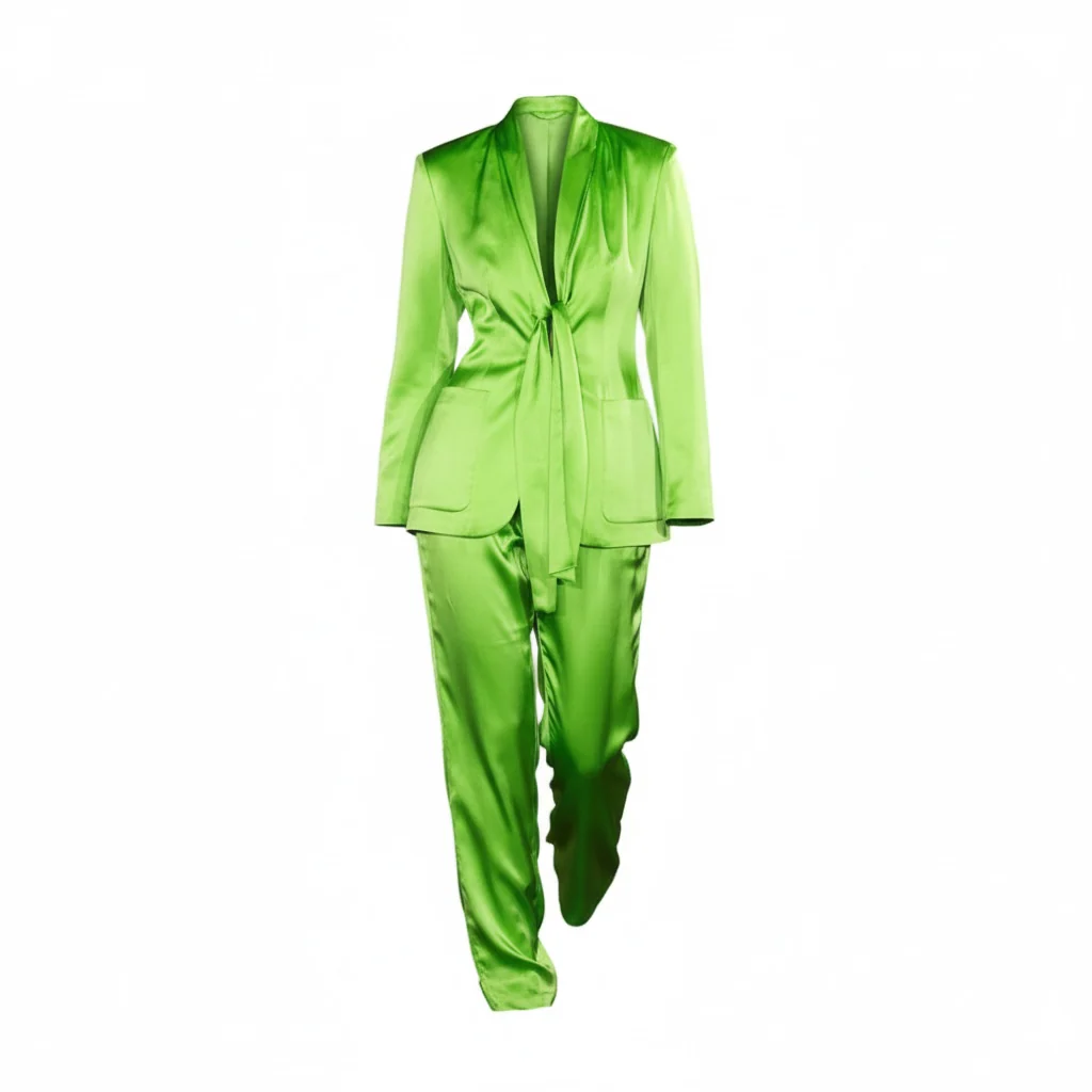 After Dark Lime Silk Suit - Image 3