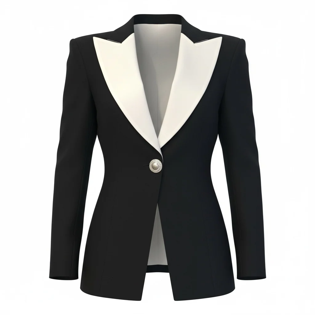 Black & White One-Button Power Suit - Image 2