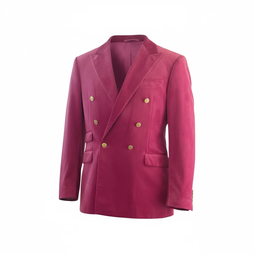 Fuchsia Velvet Double-Breasted Suit - Image 3