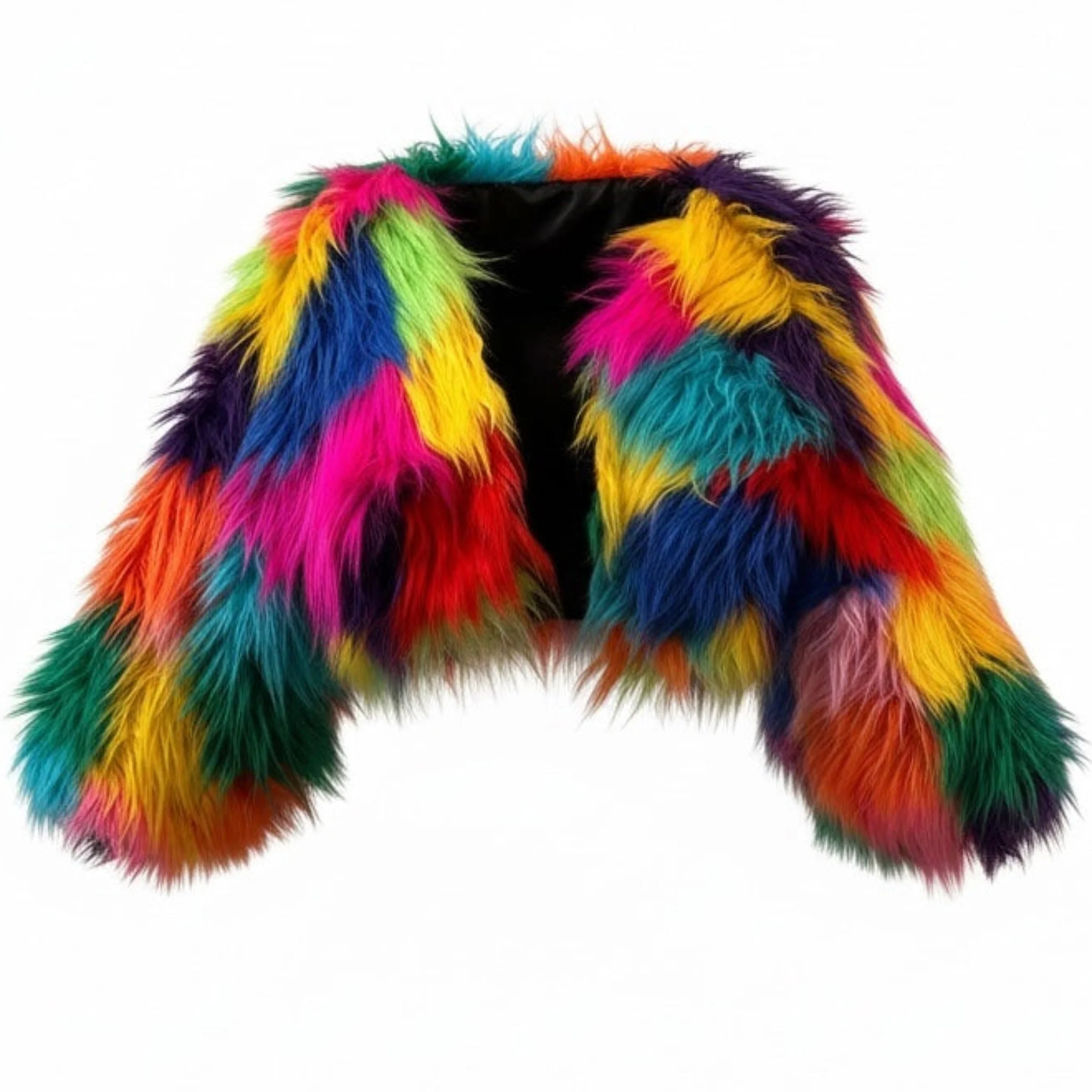 Multicolored Faux Fur Shrug