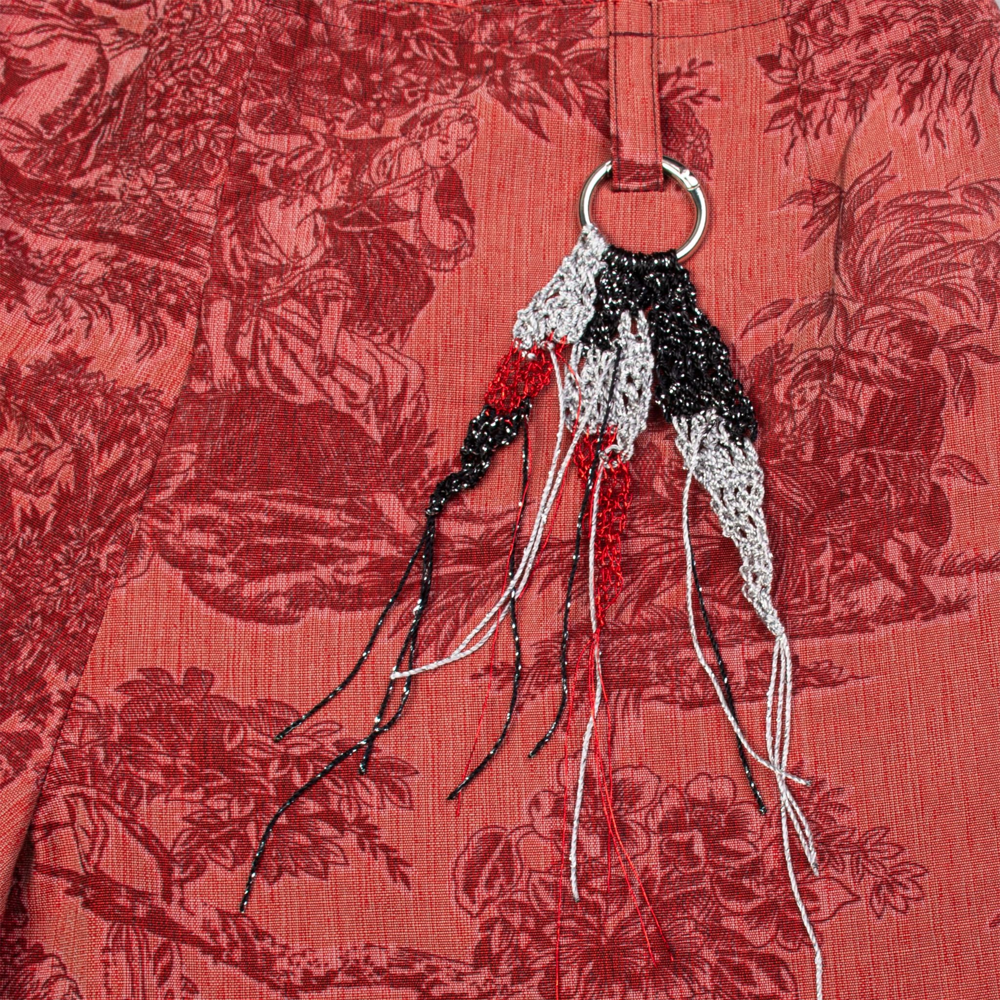 Red Jacquard Straight Leg Trousers - Image 4
