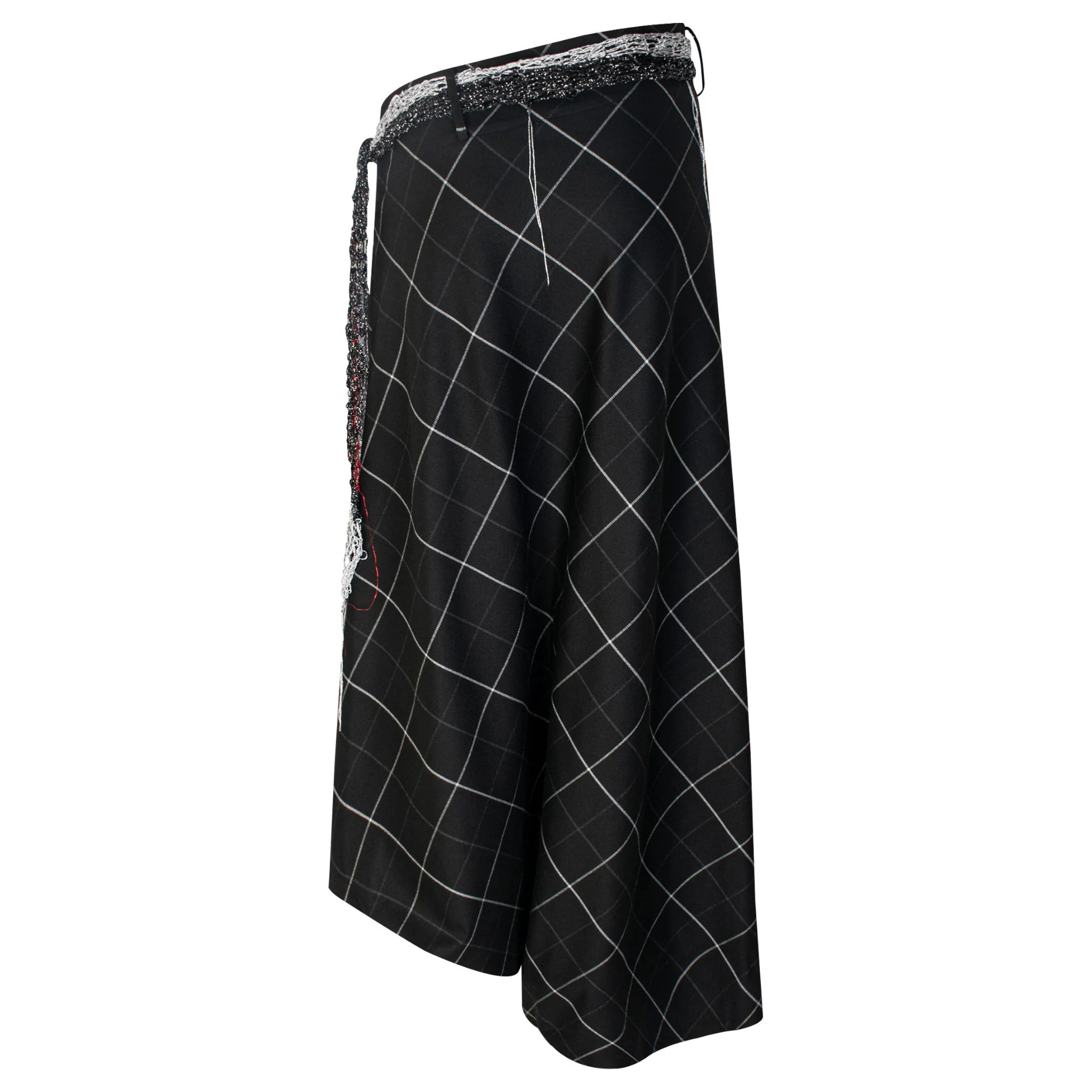 Woven Check Asymmetric Wrap Trousers - Image 4