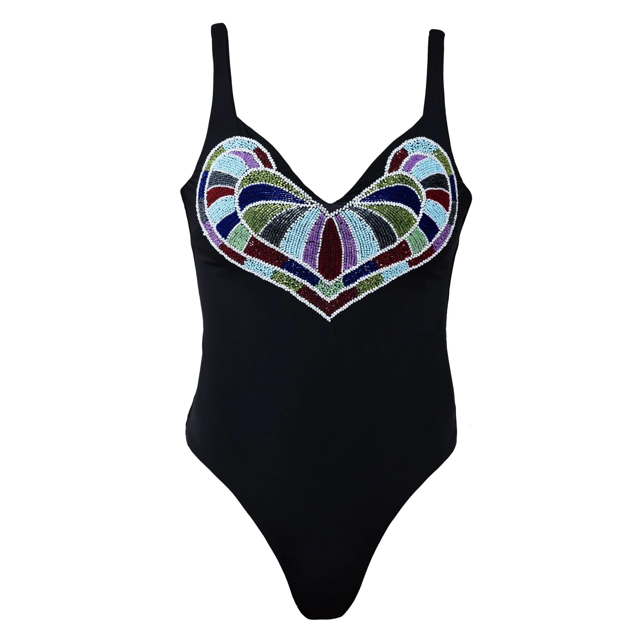 Amor Hand-Beaded Embellished One-Piece Swimsuit | Black