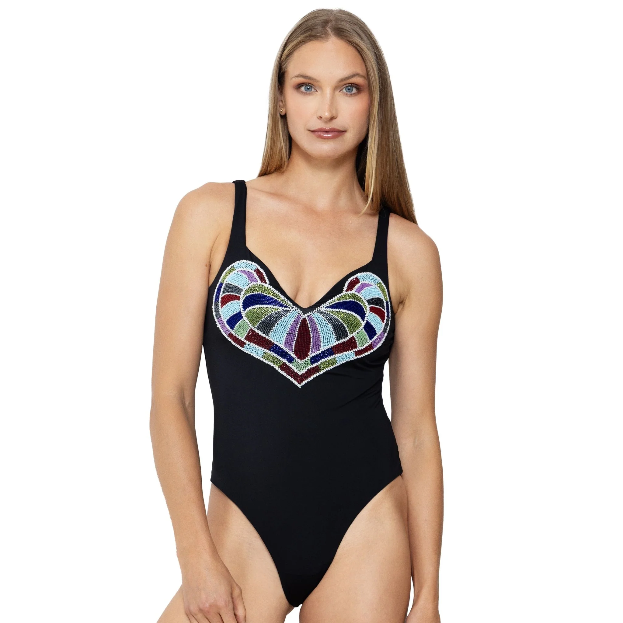 Amor Hand-Beaded Embellished One-Piece Swimsuit | Black - Image 4